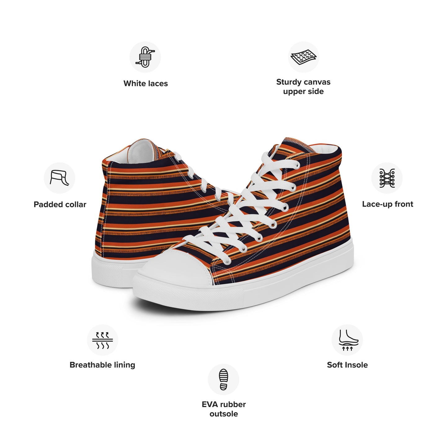 Savanna Sunset Stitches Men’s high top canvas shoes