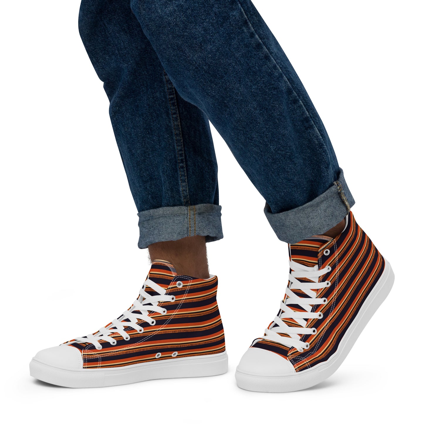 Savanna Sunset Stitches Men’s high top canvas shoes