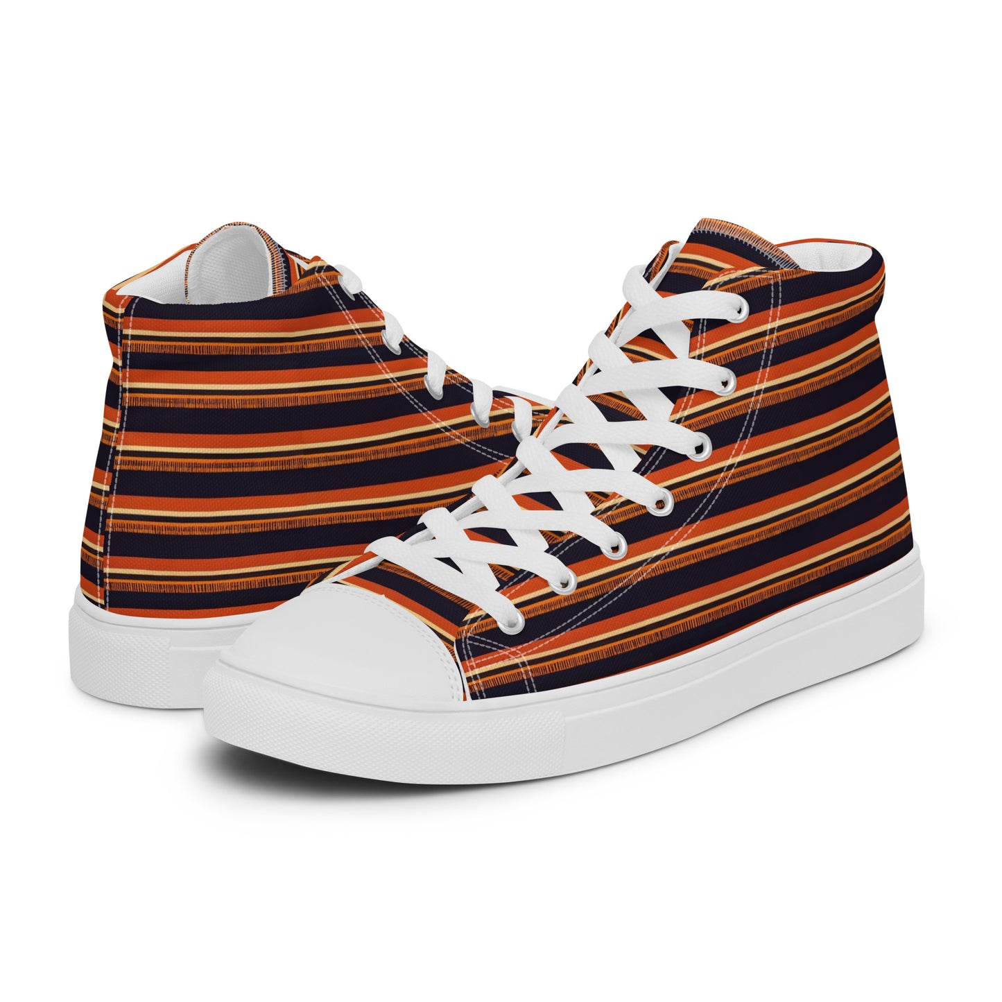 Savanna Sunset Stitches Men’s high top canvas shoes