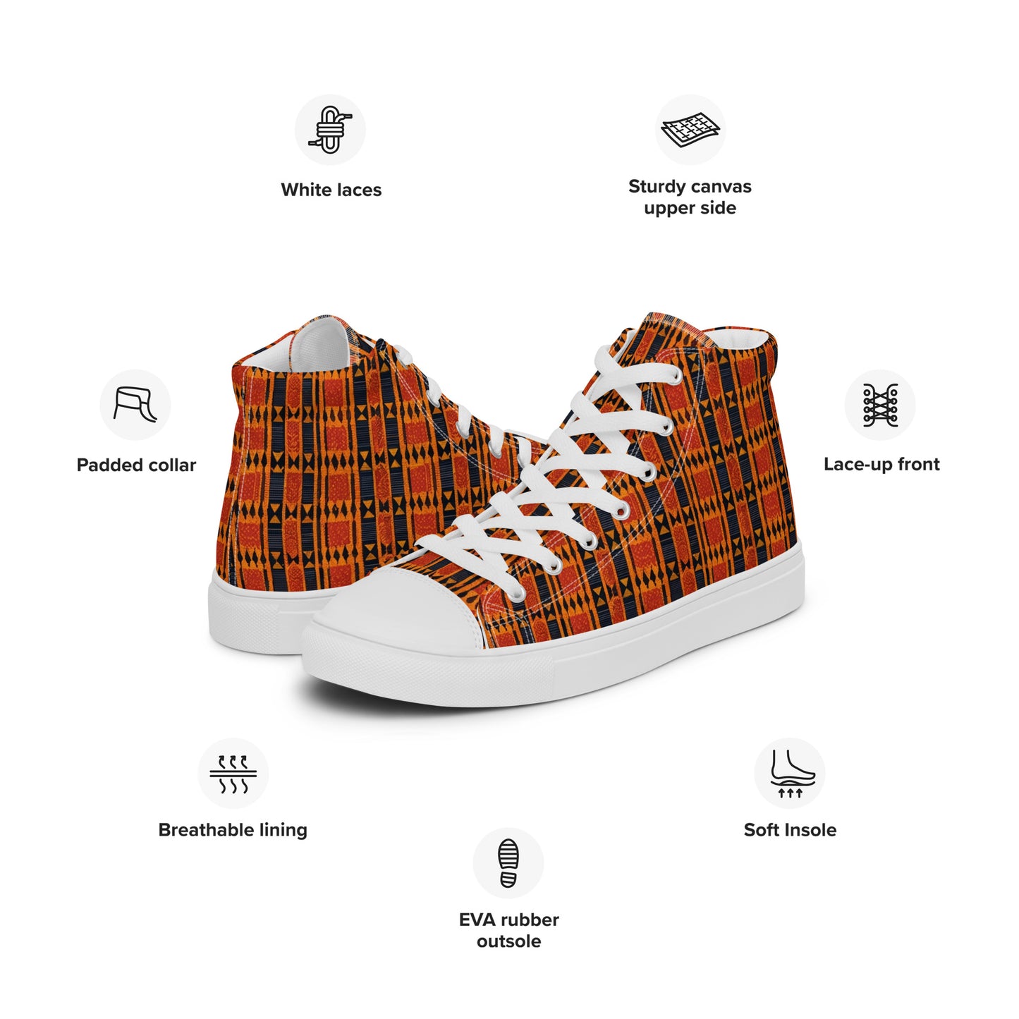 Maasai Stripe Mirage Men’s high top canvas shoes