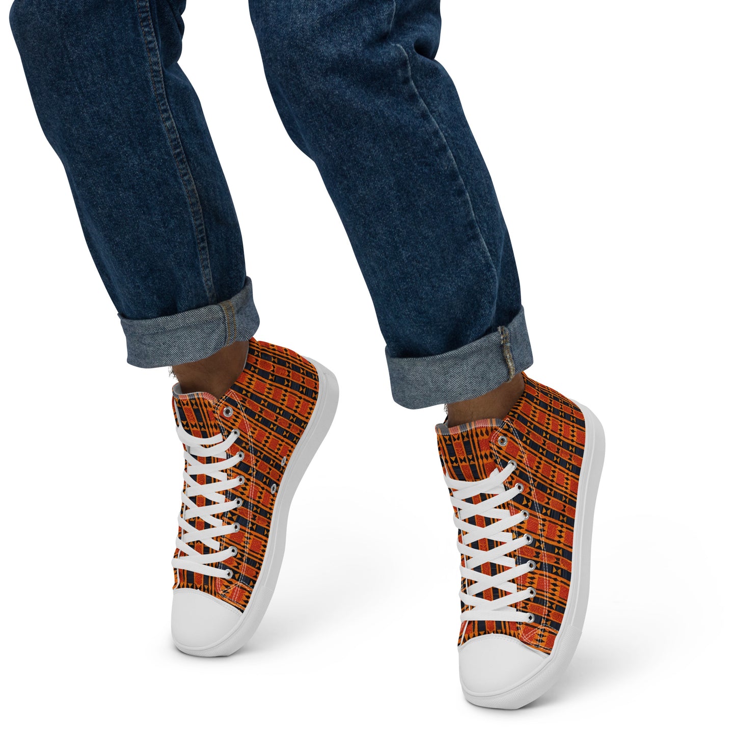 Maasai Stripe Mirage Men’s high top canvas shoes