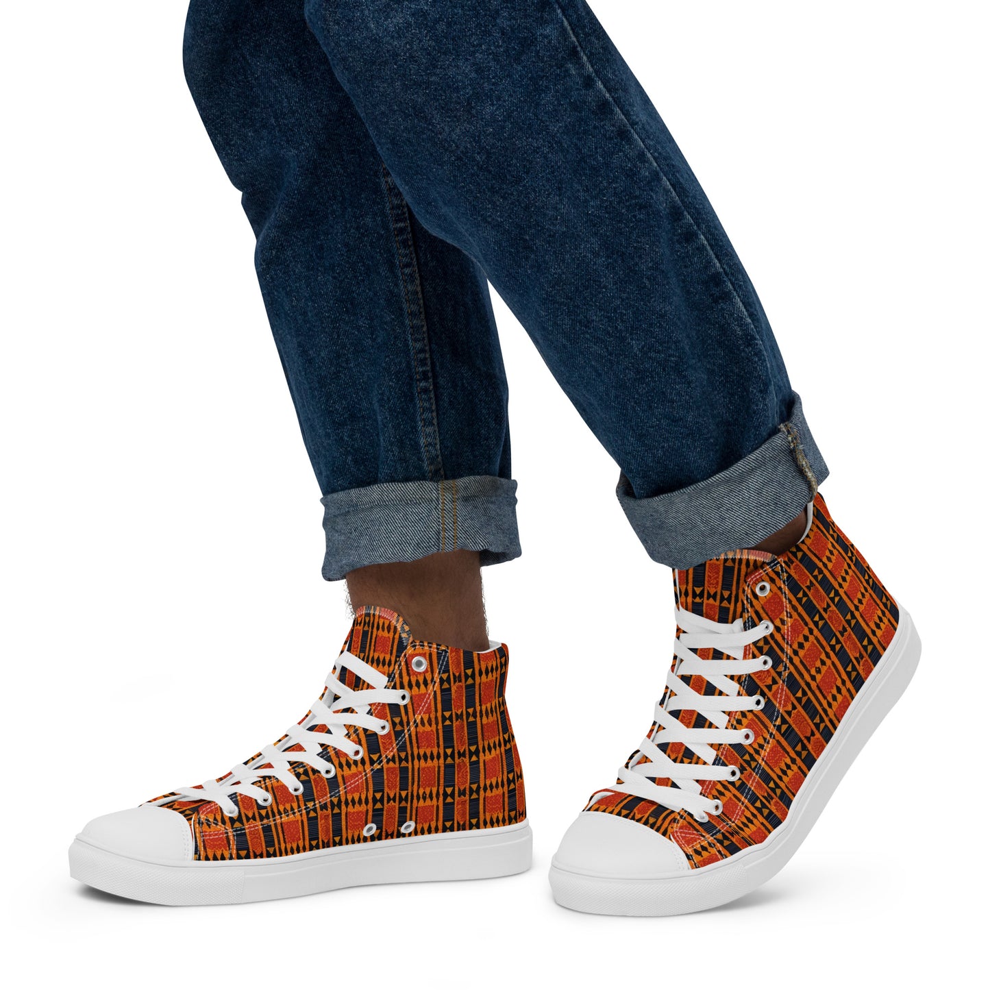 Maasai Stripe Mirage Men’s high top canvas shoes