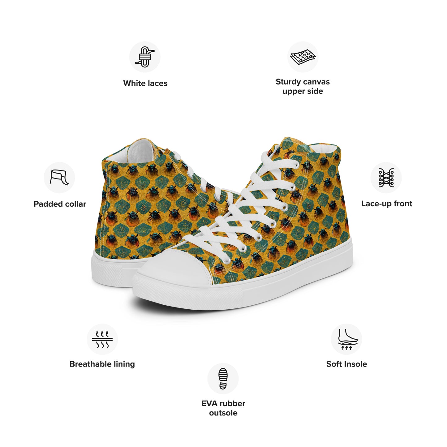 Honeycomb Whispers Men’s high top canvas shoes