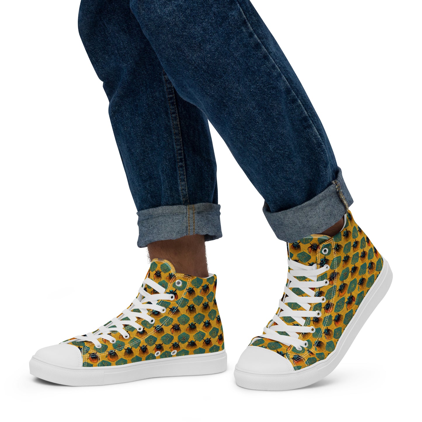 Honeycomb Whispers Men’s high top canvas shoes