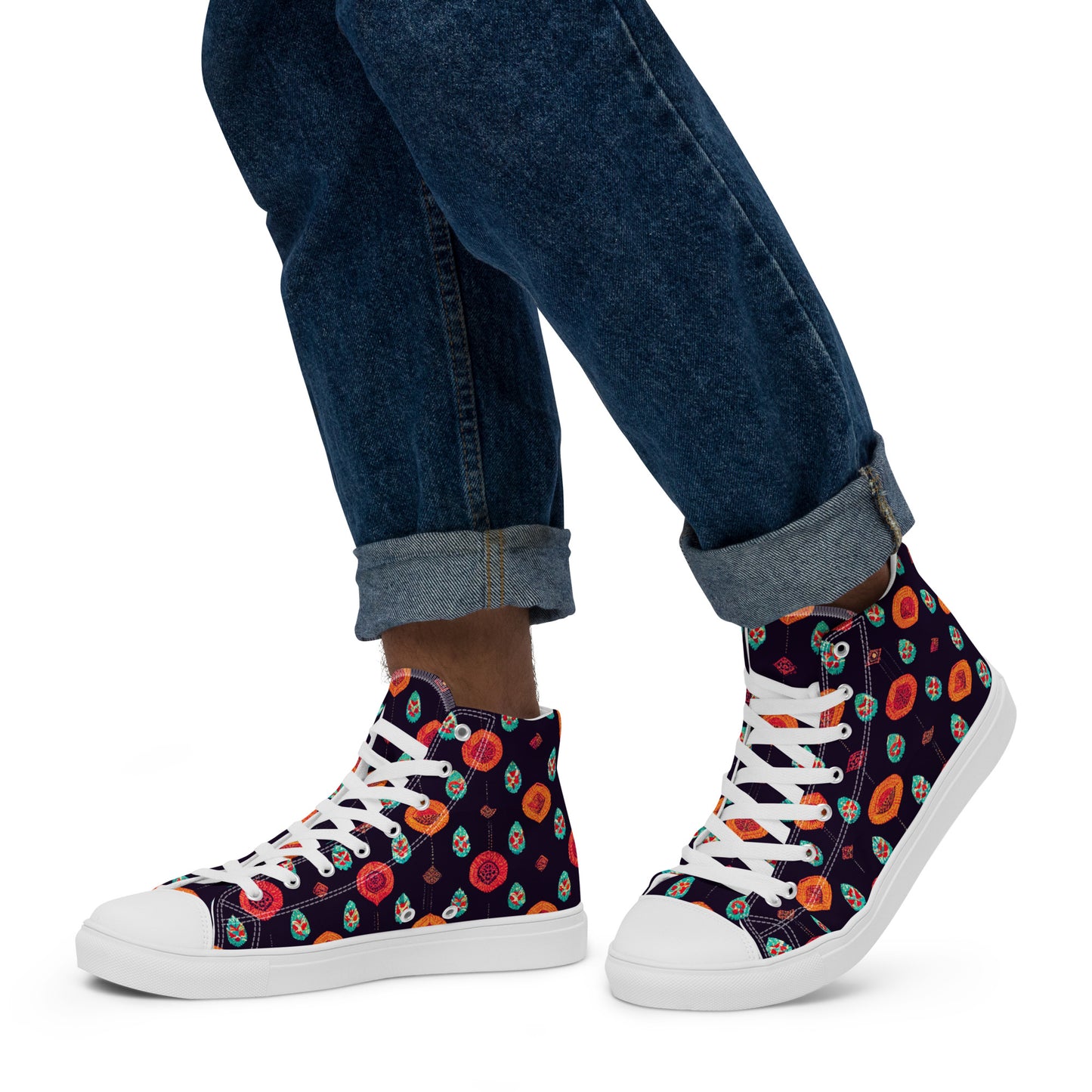 Free Spirited Flora Men’s high top canvas shoes