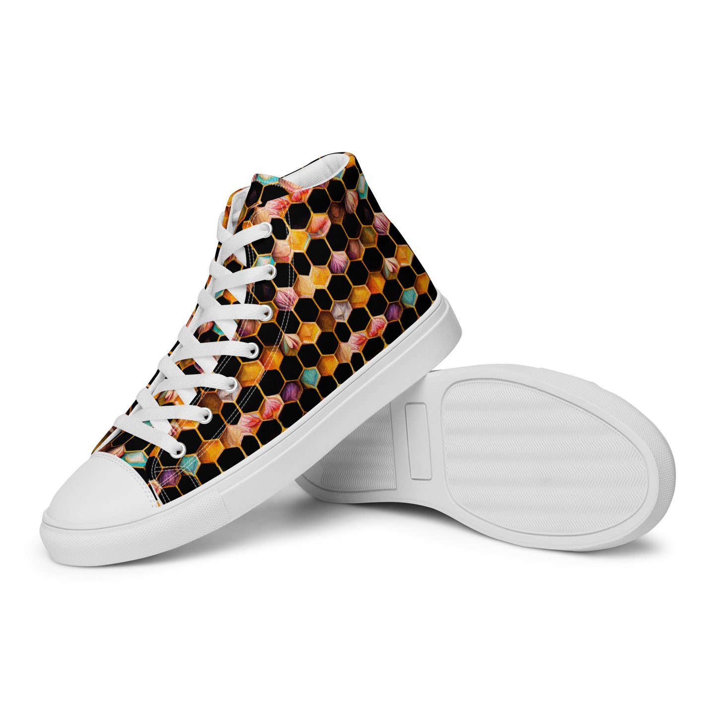 Beehive Lattice Love Men’s high top canvas shoes