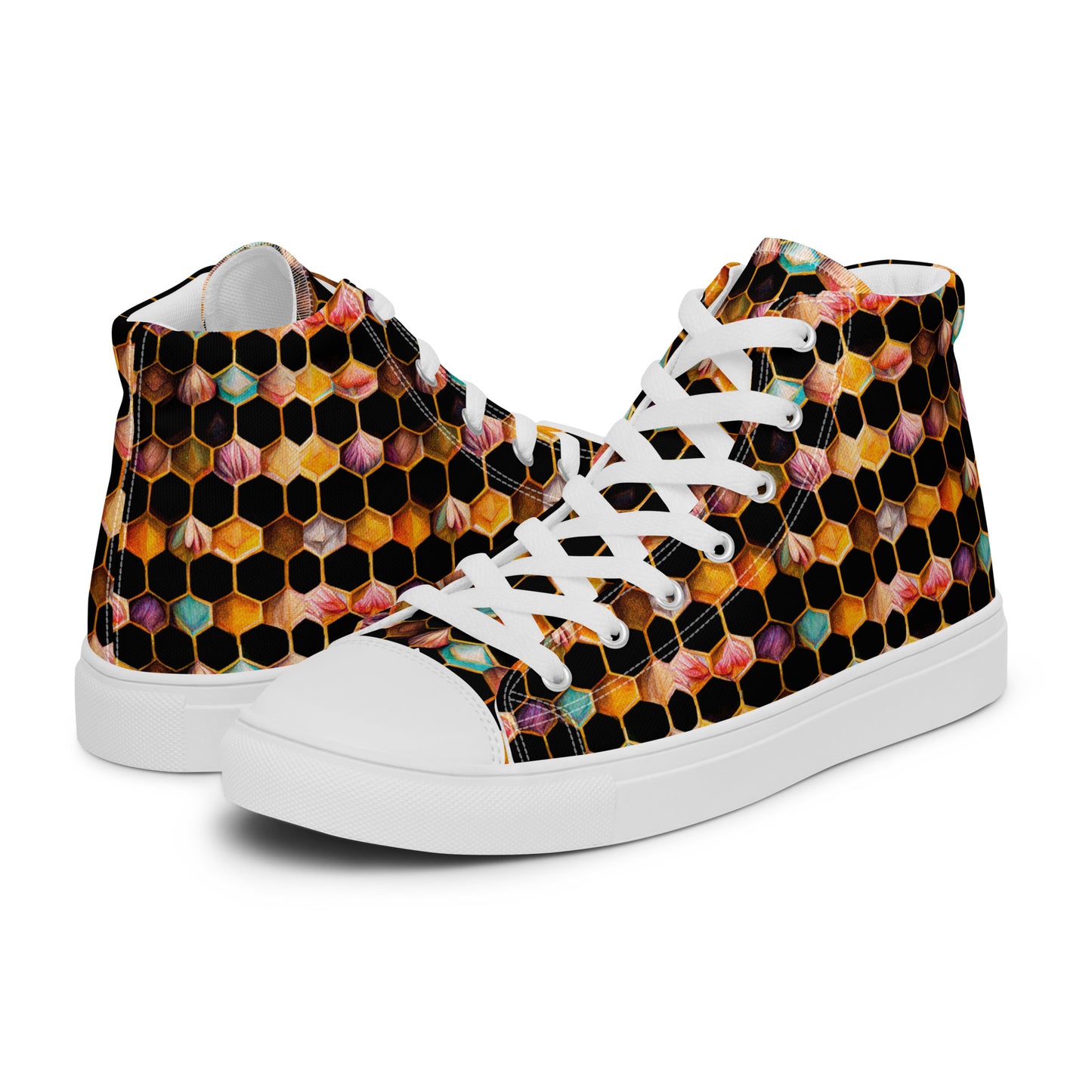 Beehive Lattice Love Men’s high top canvas shoes