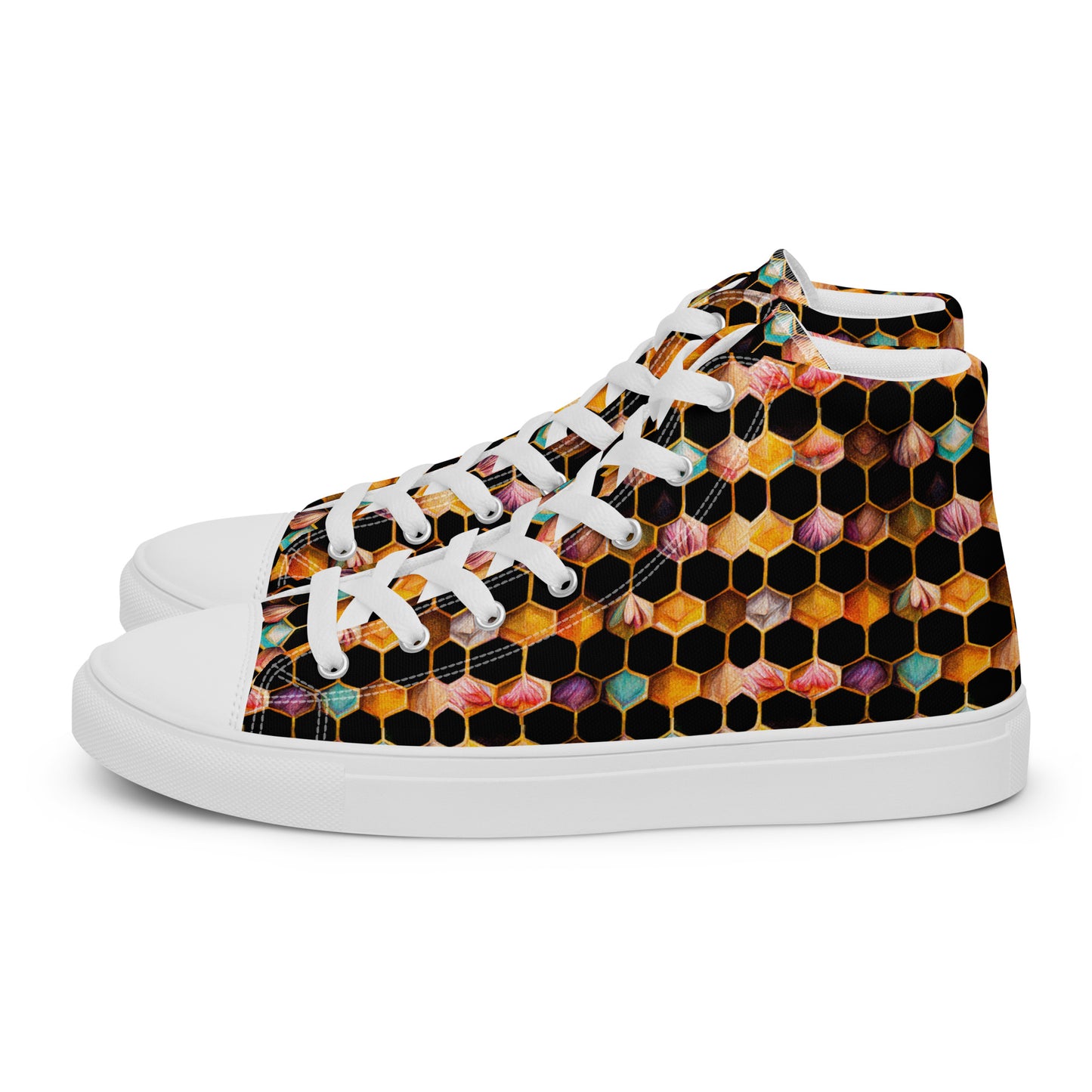 Beehive Lattice Love Men’s high top canvas shoes