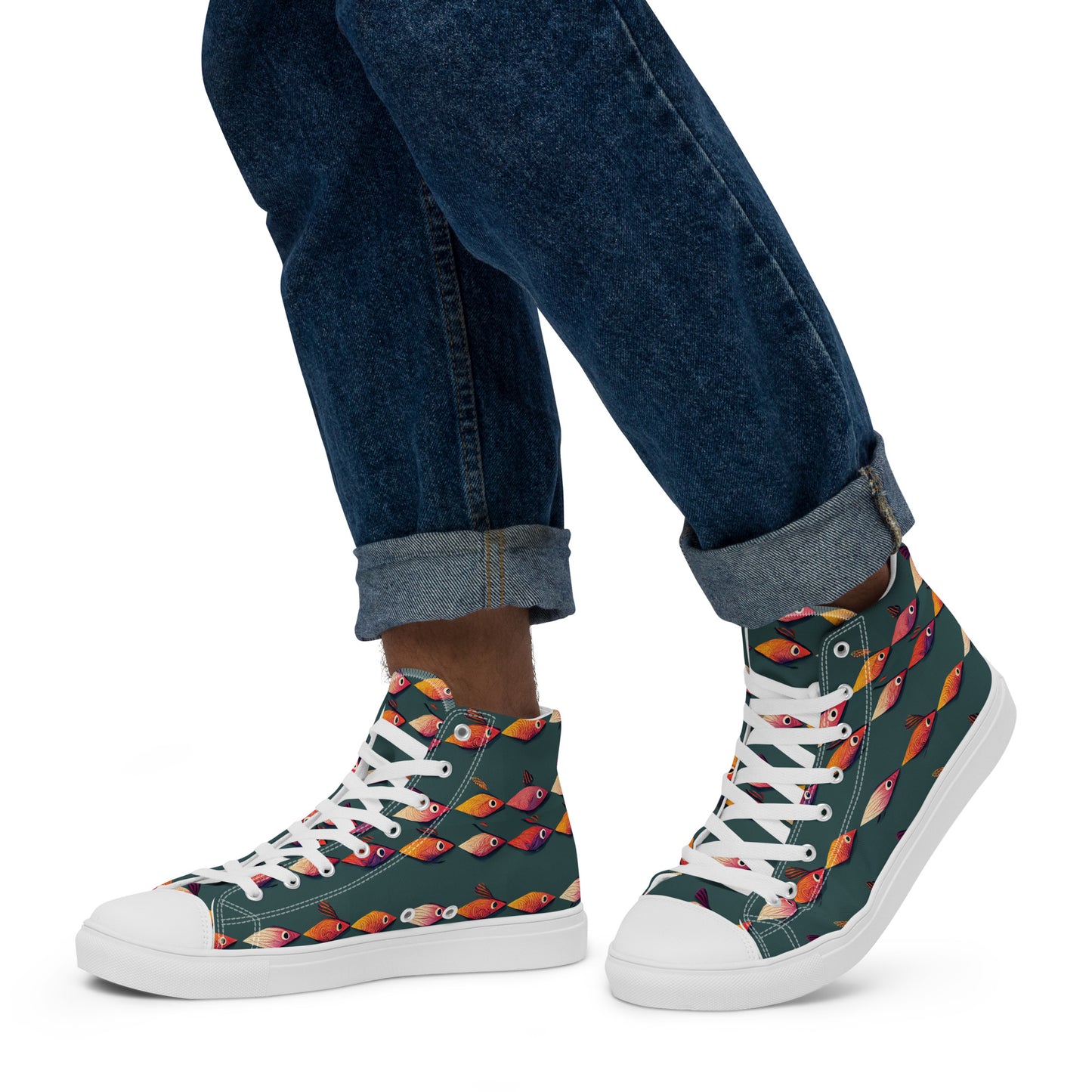 Brilliant Fish Brigade Men’s high top canvas shoes