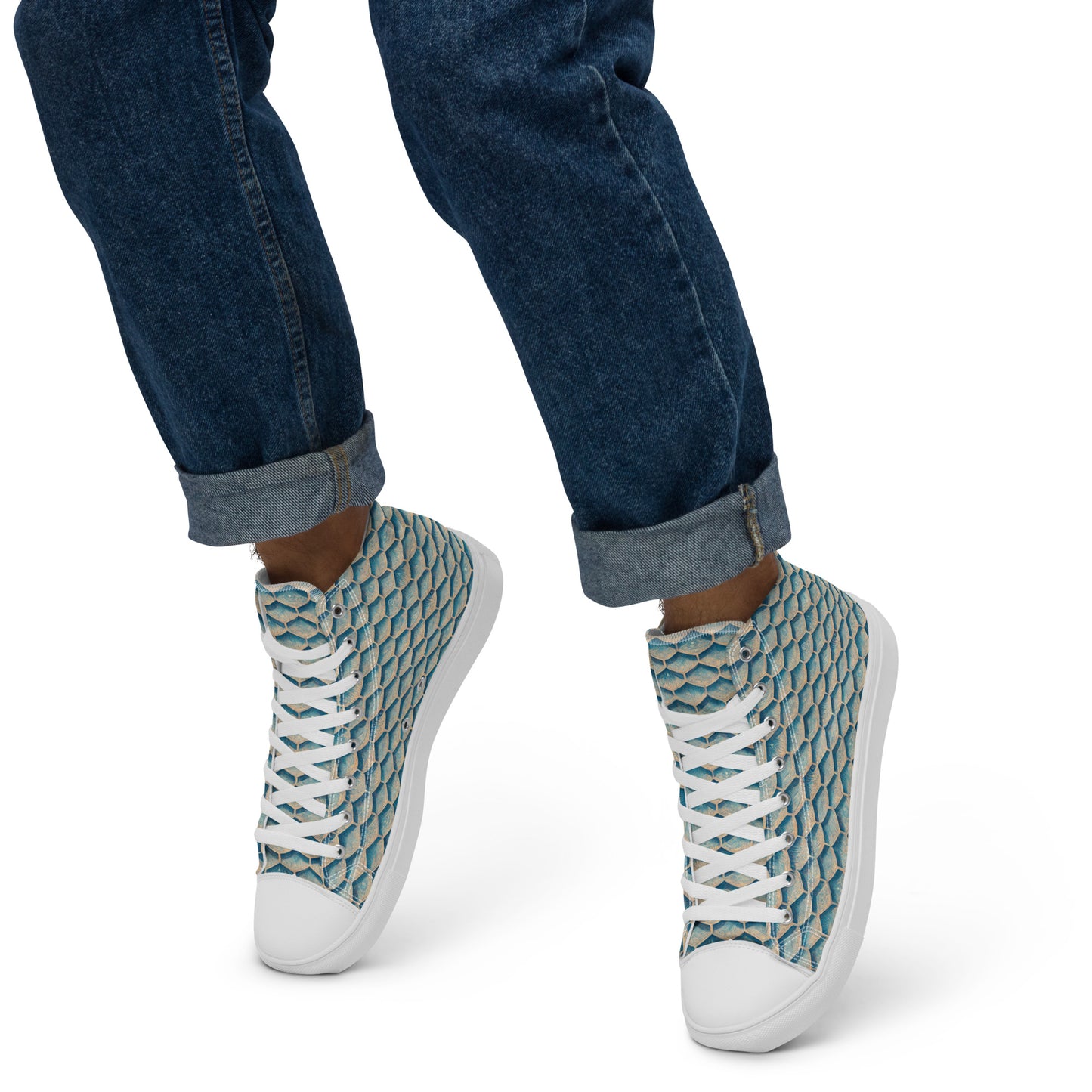 Seafoam Scales Men’s high top canvas shoes