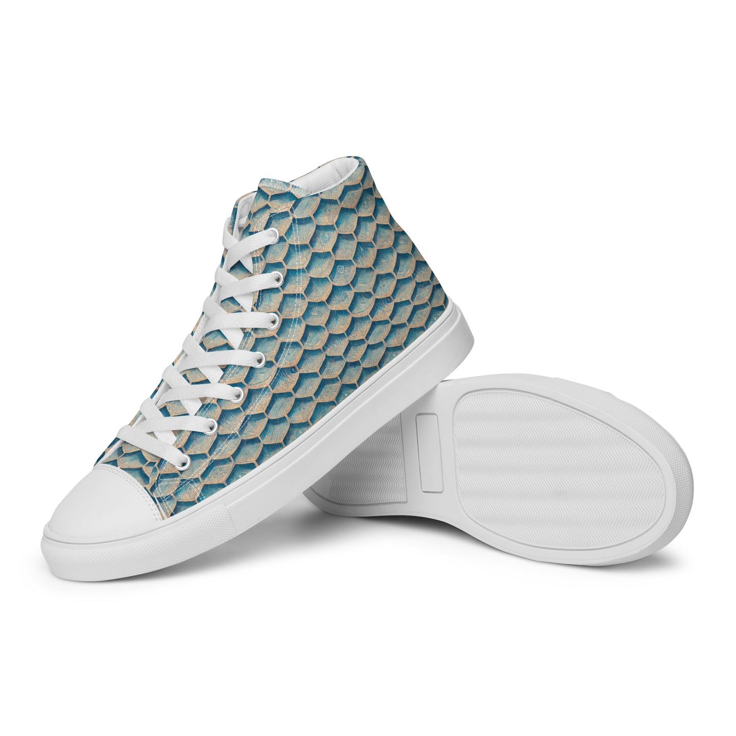 Seafoam Scales Men’s high top canvas shoes