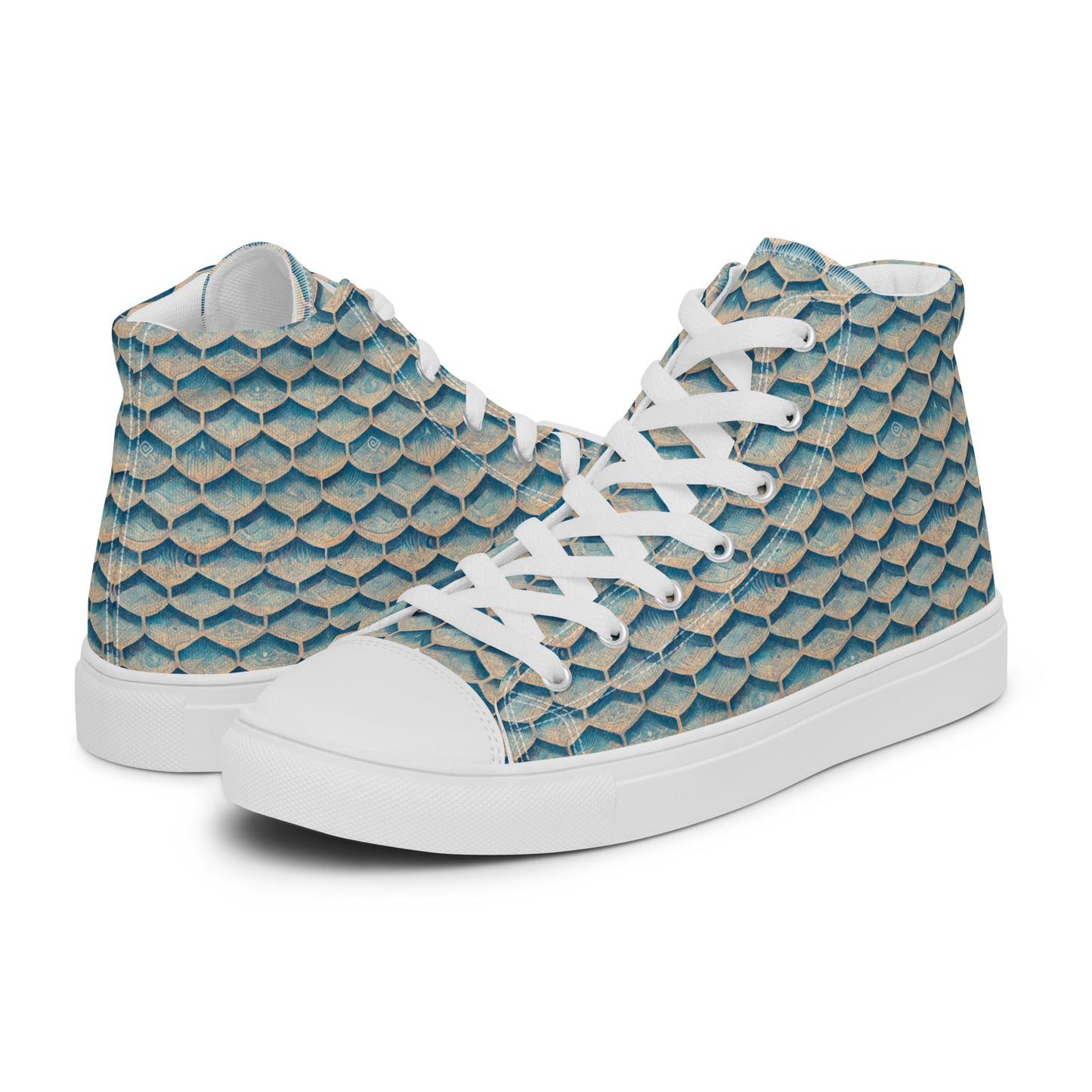 Seafoam Scales Men’s high top canvas shoes