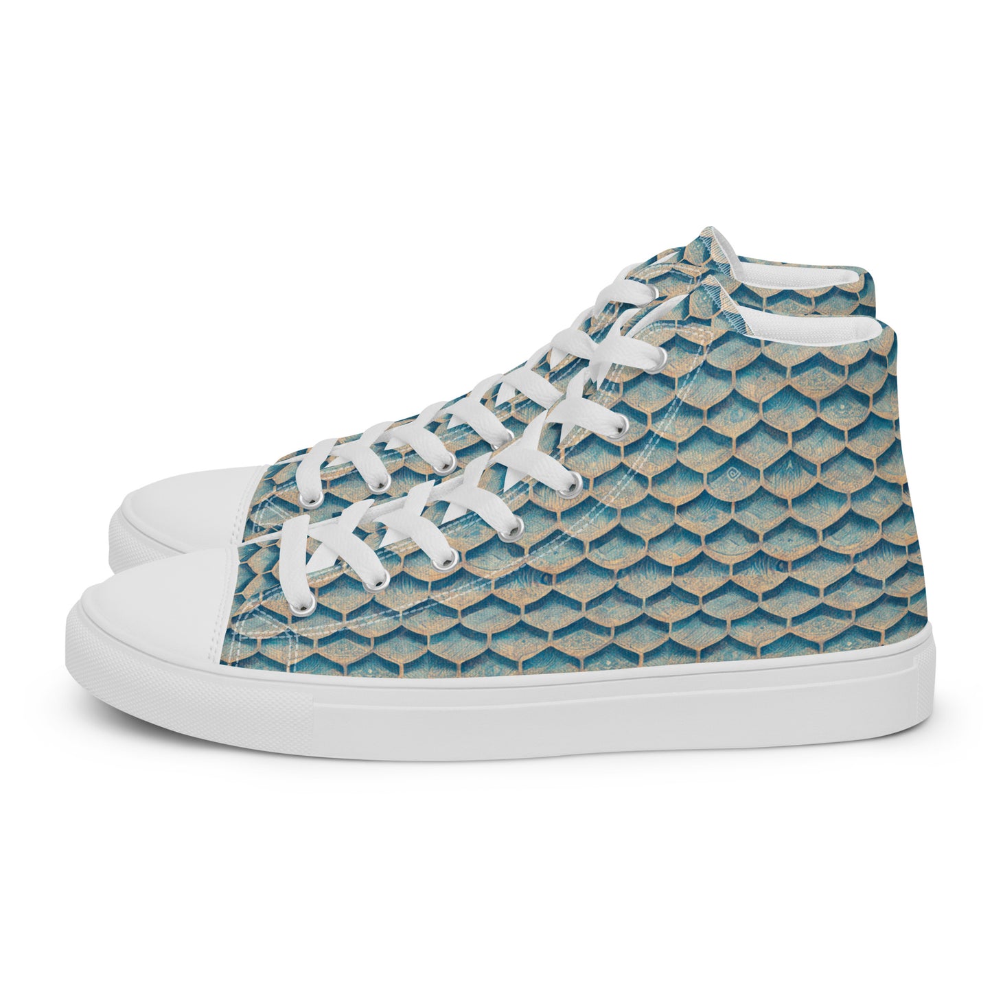 Seafoam Scales Men’s high top canvas shoes