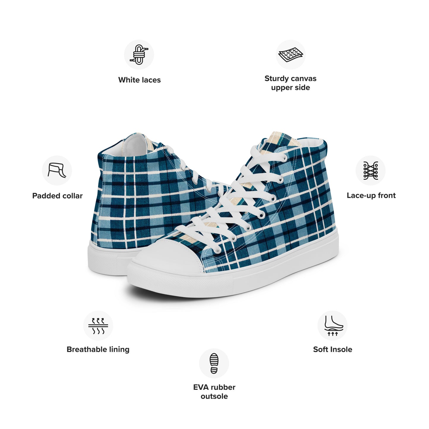 Scotsman’s Skyward Plaid Men’s high top canvas shoes