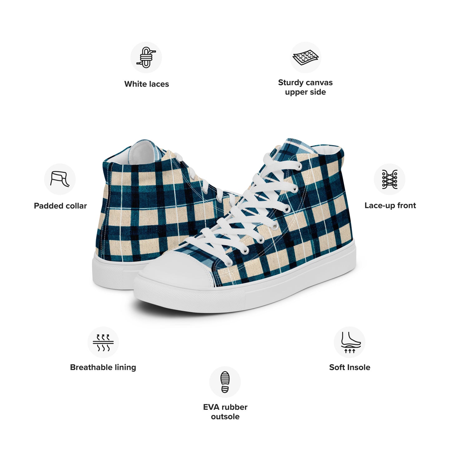 Frosty Glen Plaid Men’s high top canvas shoes