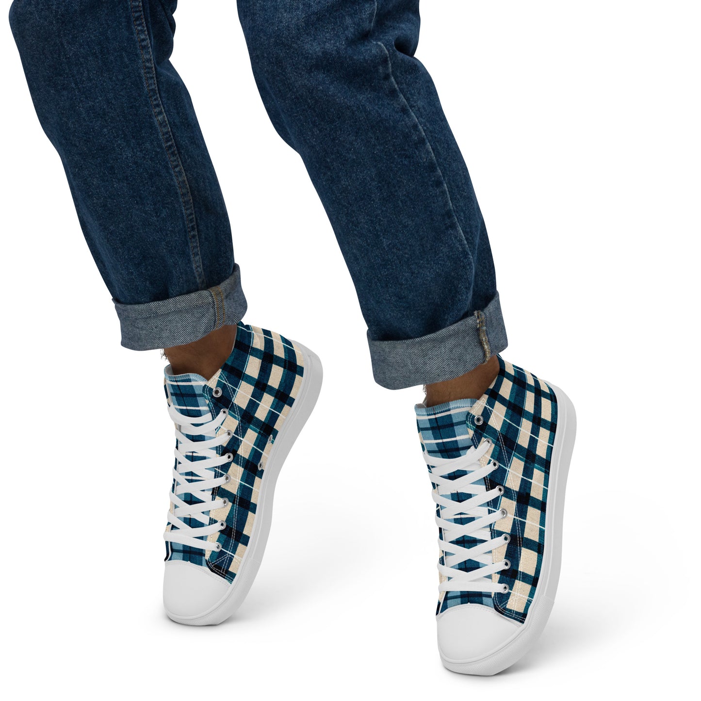 Frosty Glen Plaid Men’s high top canvas shoes