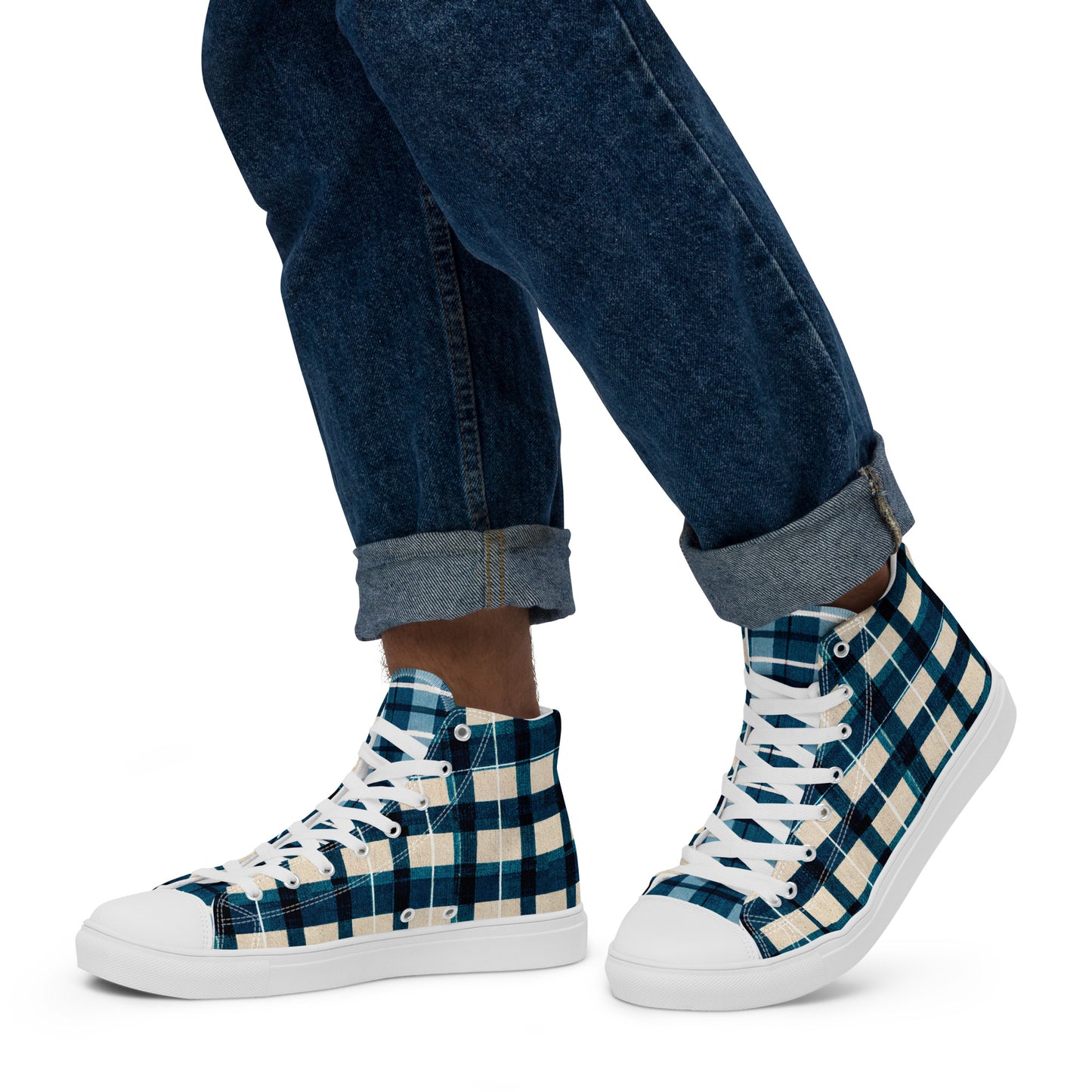 Frosty Glen Plaid Men’s high top canvas shoes