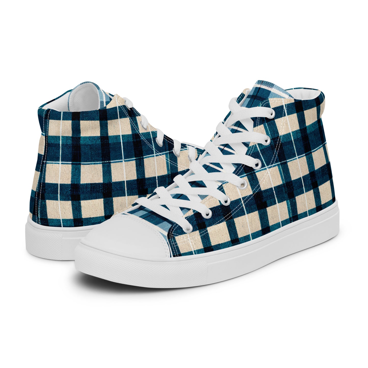 Frosty Glen Plaid Men’s high top canvas shoes