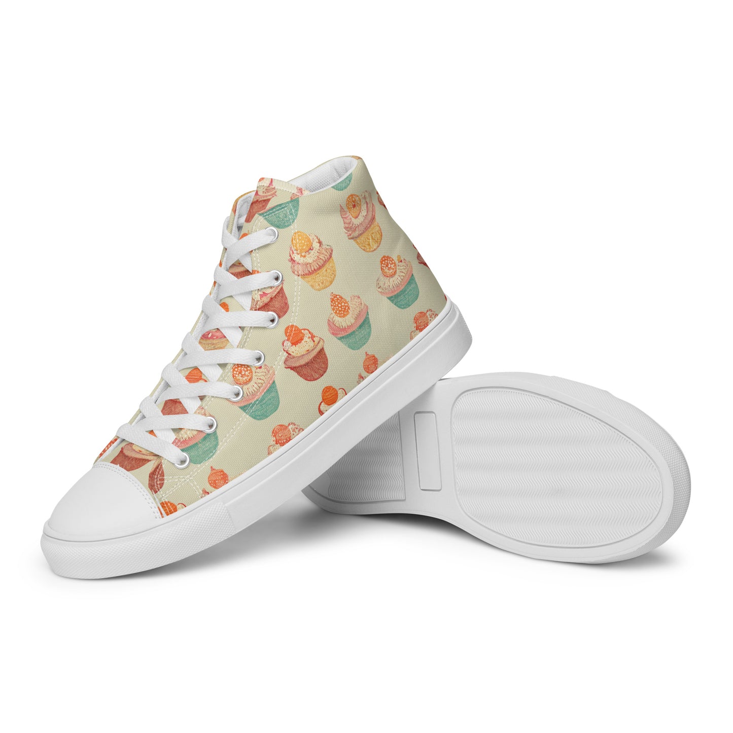 Cupcakery Men’s high top canvas shoes