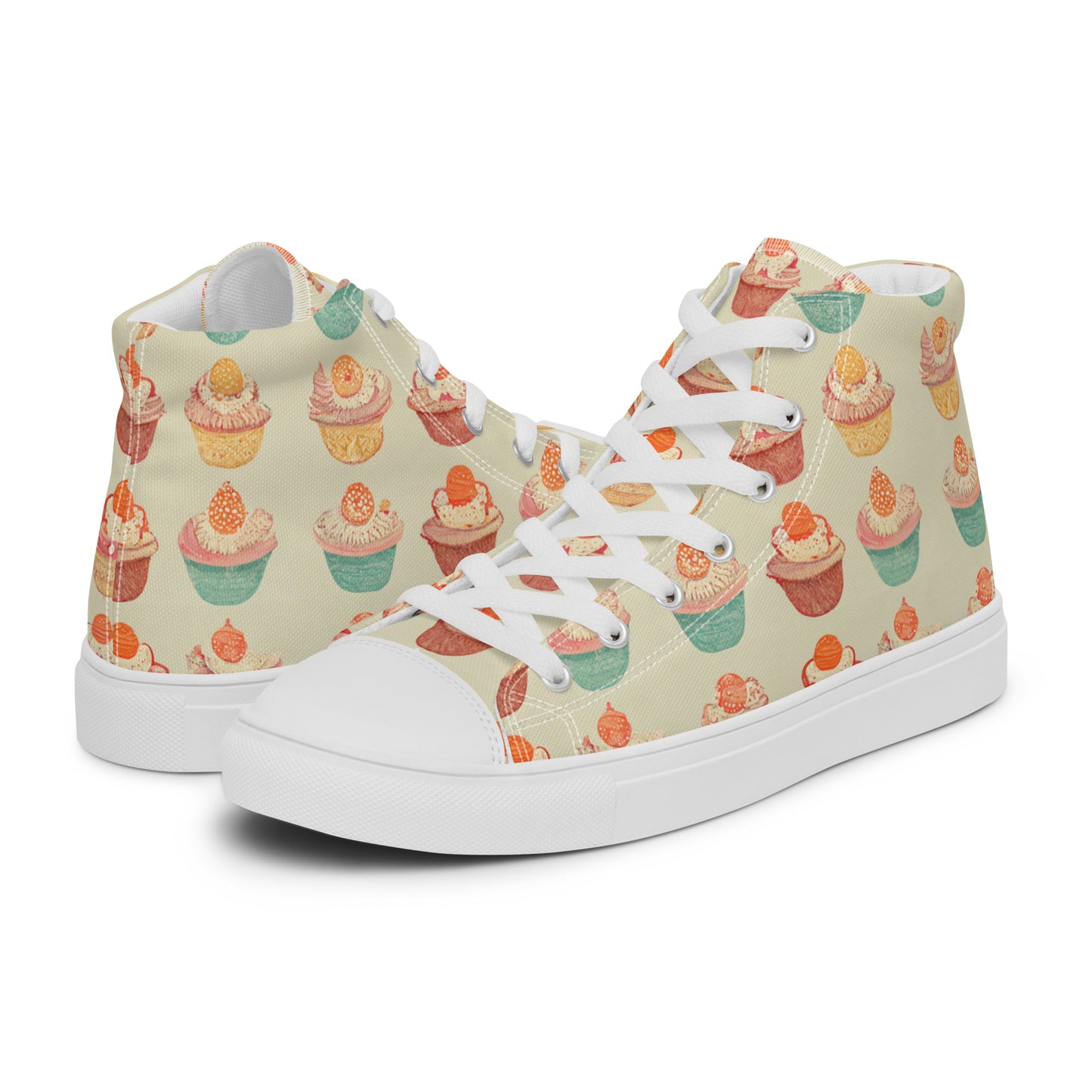 Cupcakery Men’s high top canvas shoes