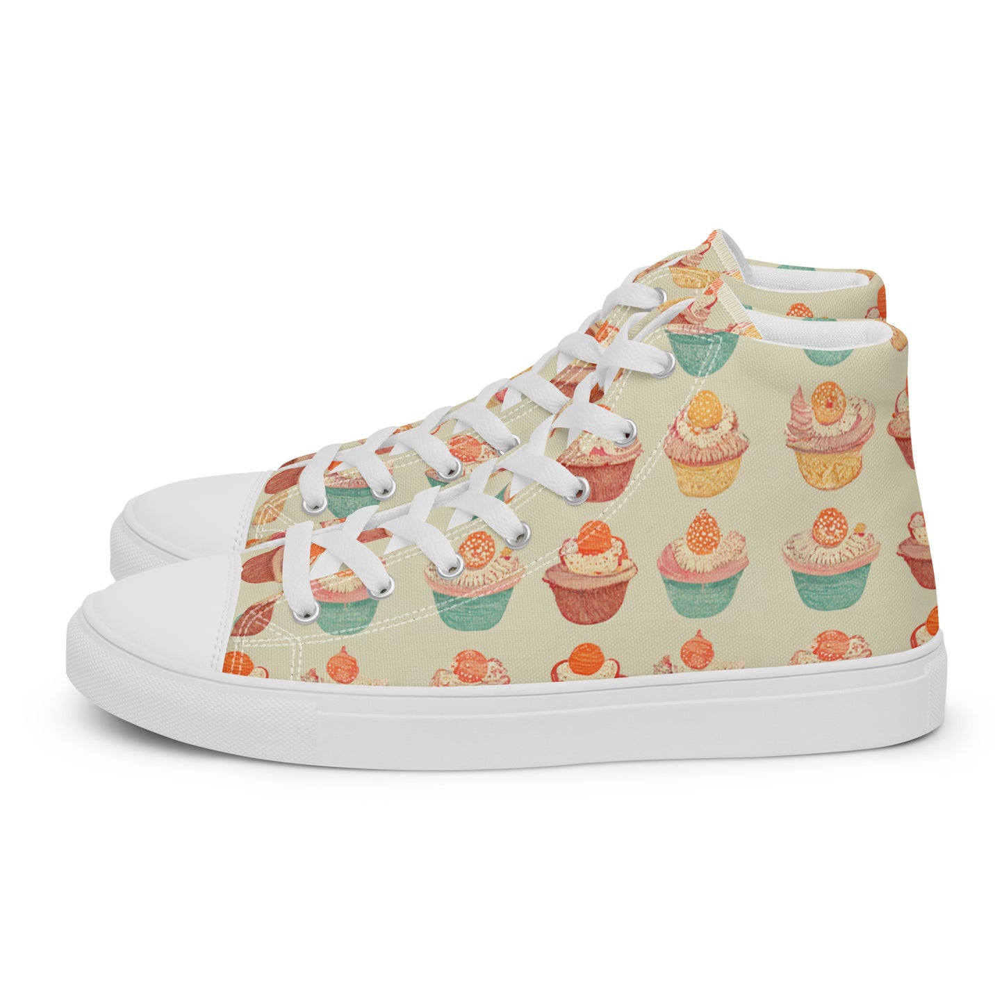 Cupcakery Men’s high top canvas shoes