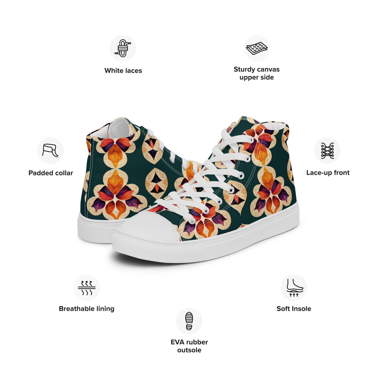 Ifrane’s Rainbow Blossoms Men’s high top canvas shoes