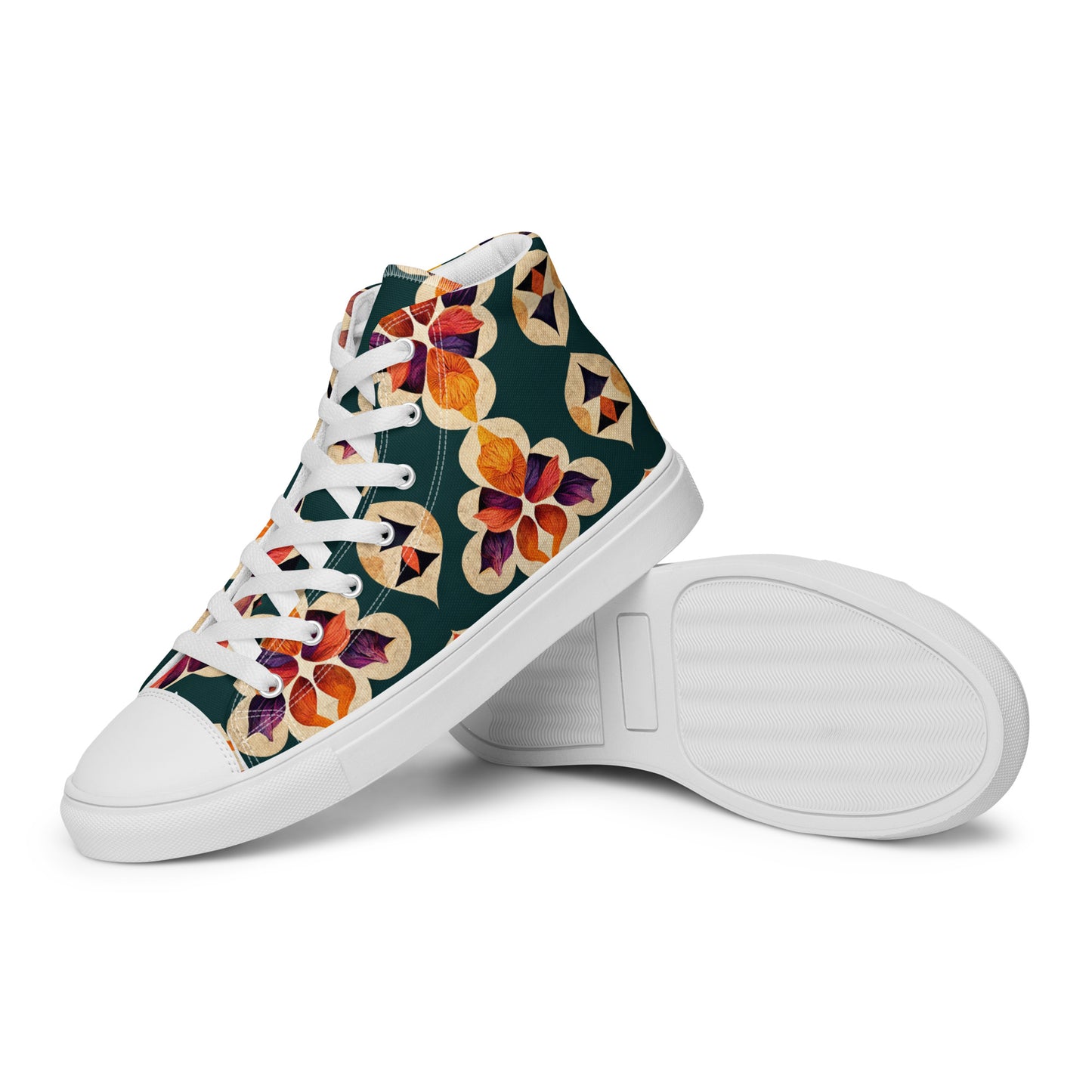 Ifrane’s Rainbow Blossoms Men’s high top canvas shoes