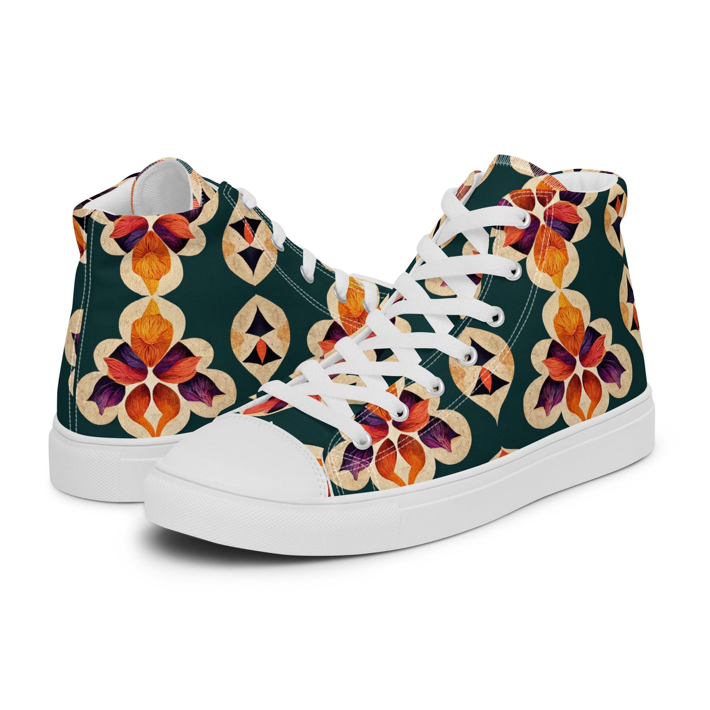 Ifrane’s Rainbow Blossoms Men’s high top canvas shoes