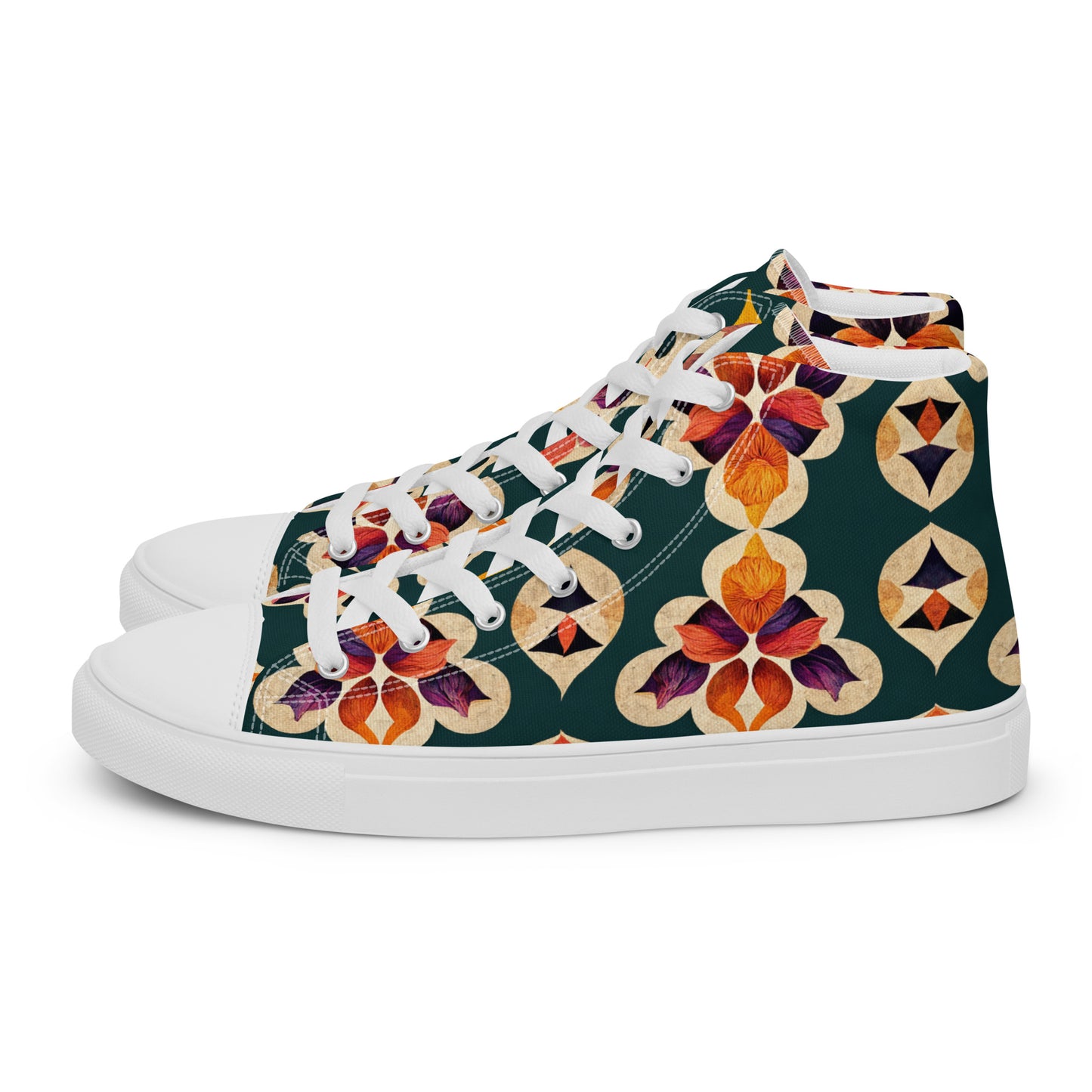 Ifrane’s Rainbow Blossoms Men’s high top canvas shoes