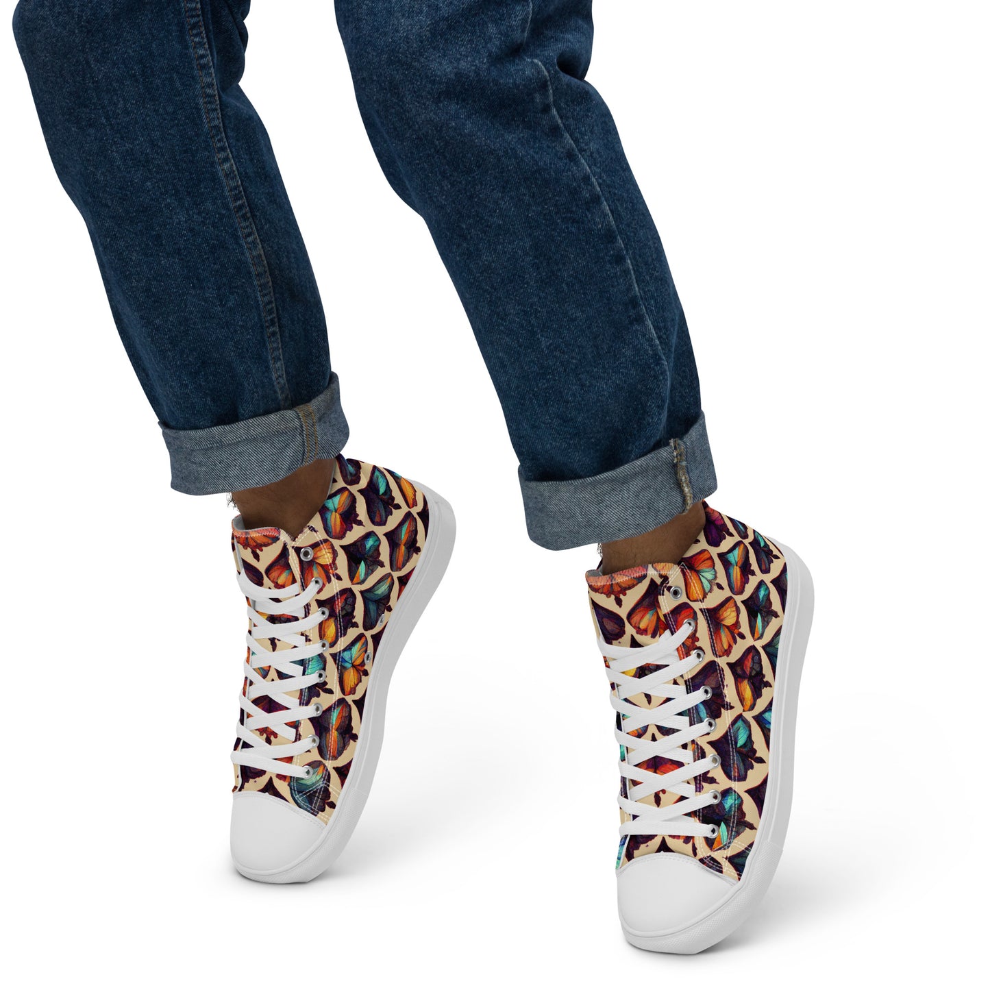 Butterfly Kaleidoscope Men’s high top canvas shoes