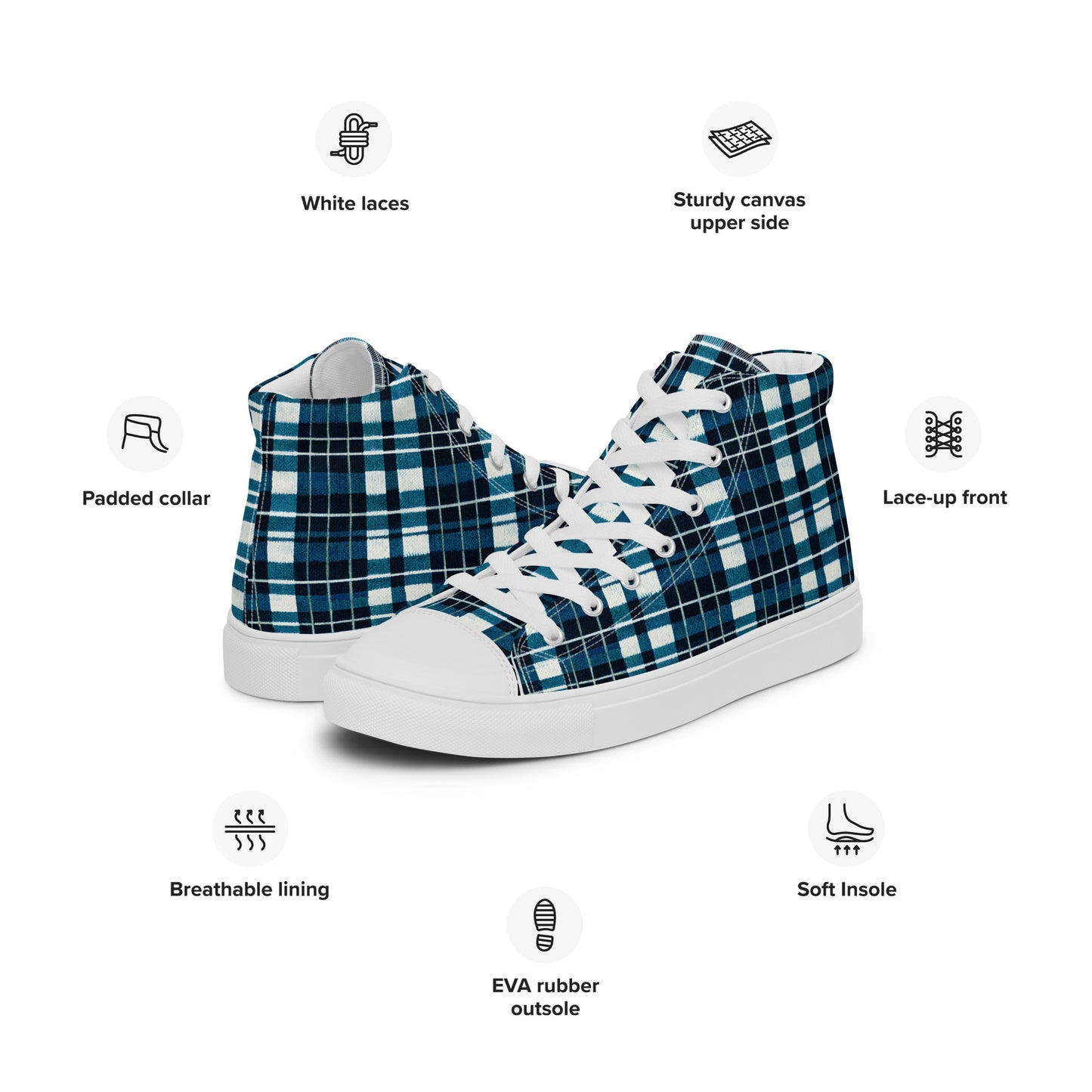 Highland Heritage Plaid Men’s high top canvas shoes