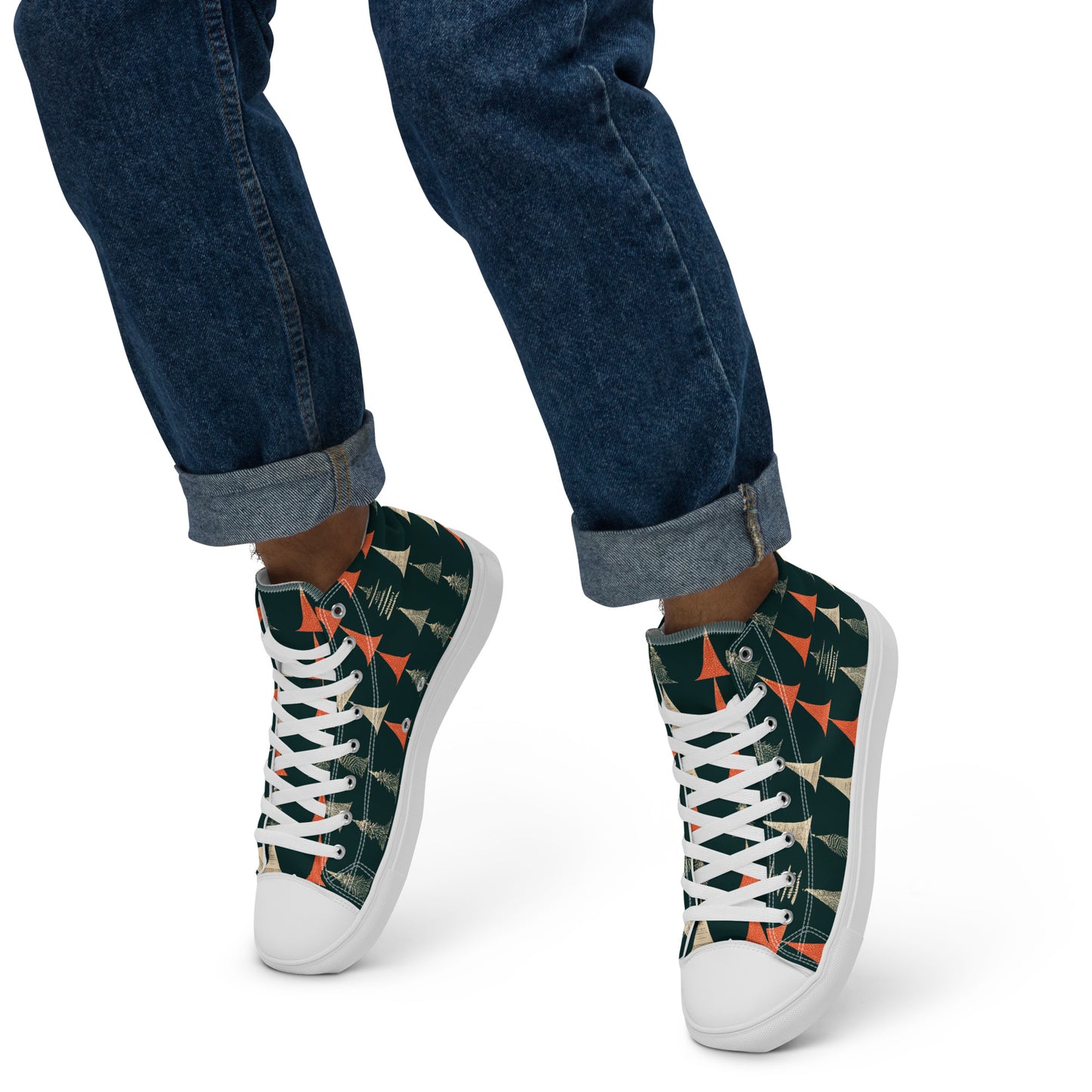 Holiday Tree Symphony Men’s high top canvas shoes