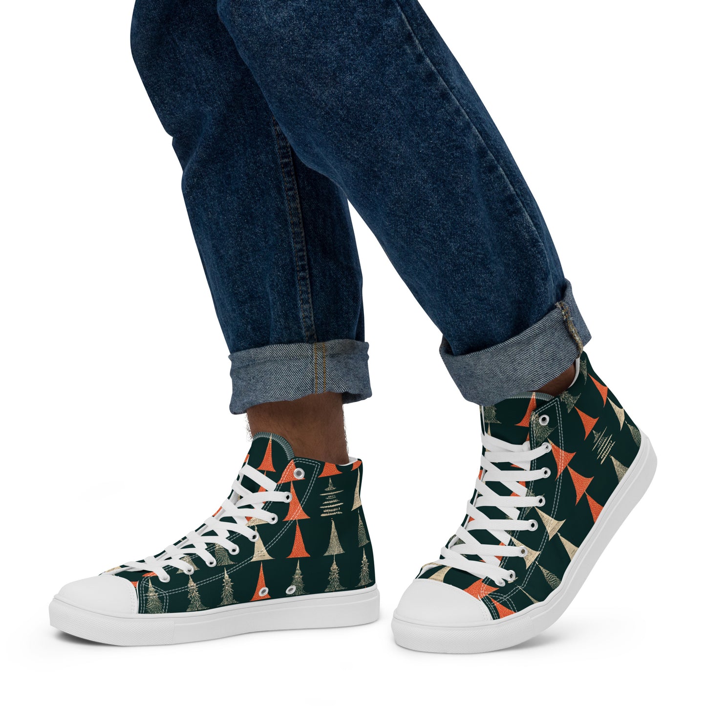 Holiday Tree Symphony Men’s high top canvas shoes