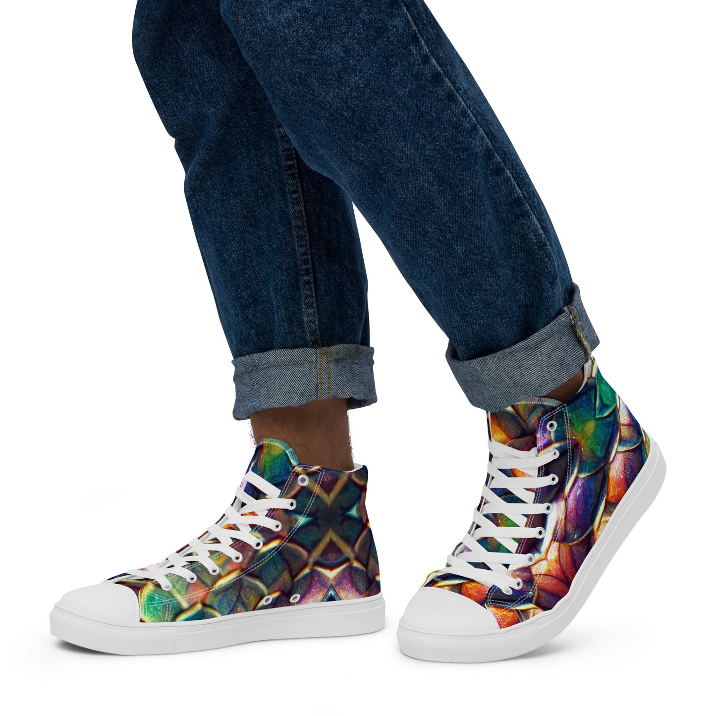 Margonithia, the Glittering Rainbow Sovereign Men’s high top canvas shoes