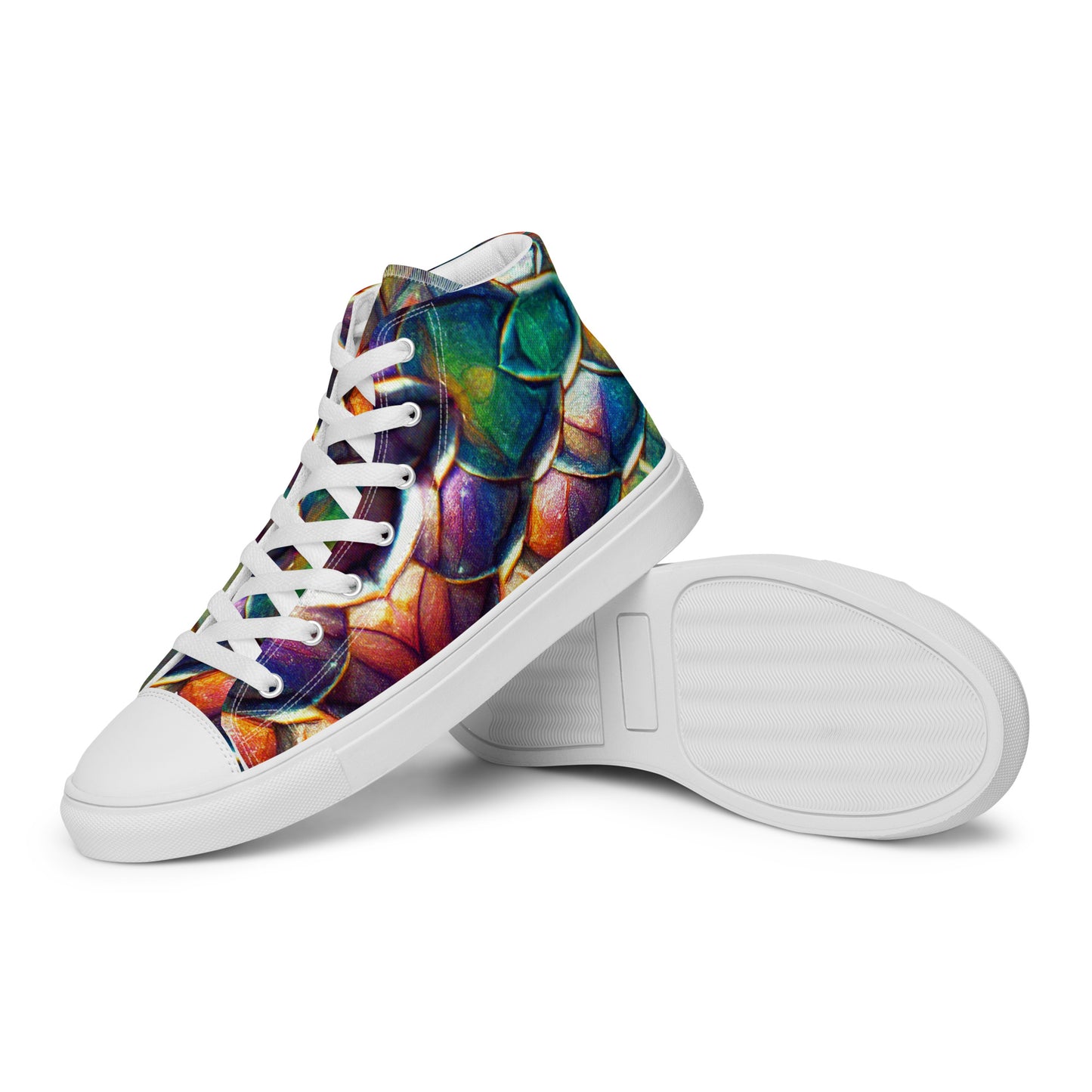 Margonithia, the Glittering Rainbow Sovereign Men’s high top canvas shoes