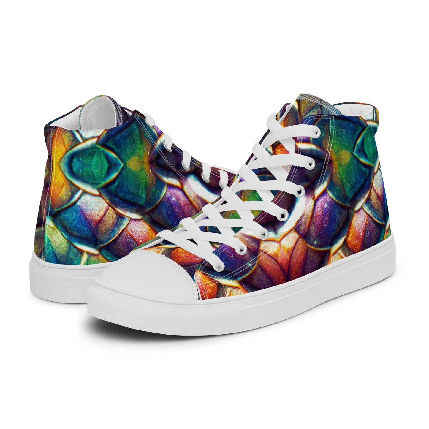 Margonithia, the Glittering Rainbow Sovereign Men’s high top canvas shoes