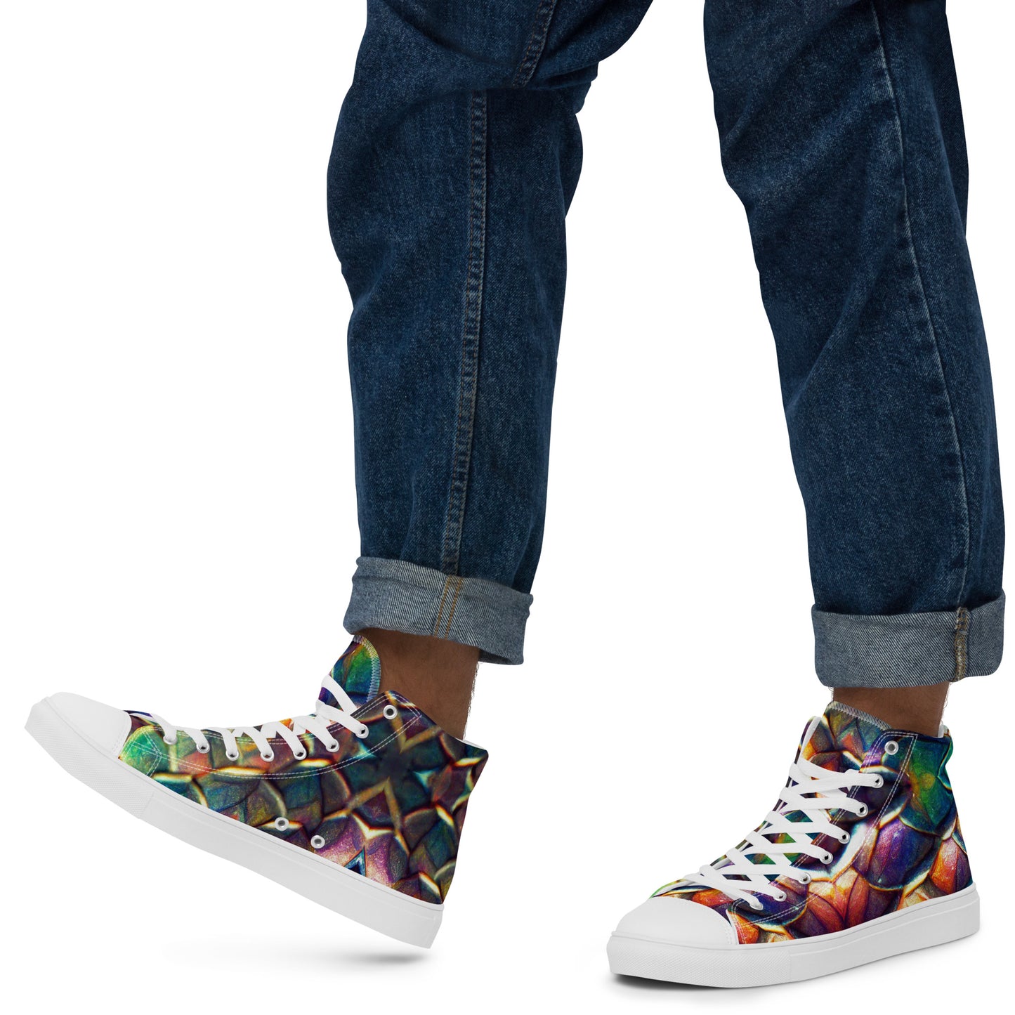 Margonithia, the Glittering Rainbow Sovereign Men’s high top canvas shoes