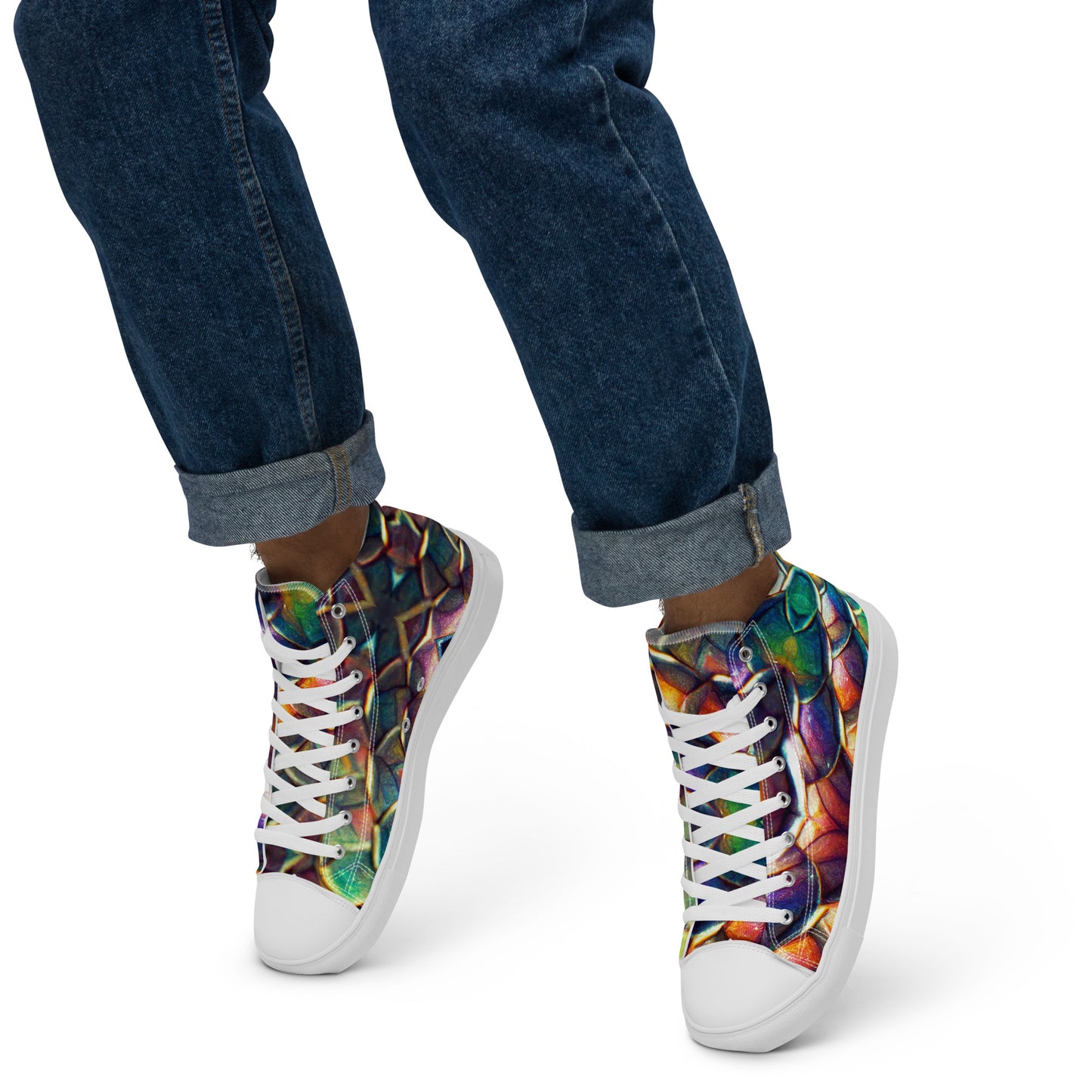 Margonithia, the Glittering Rainbow Sovereign Men’s high top canvas shoes