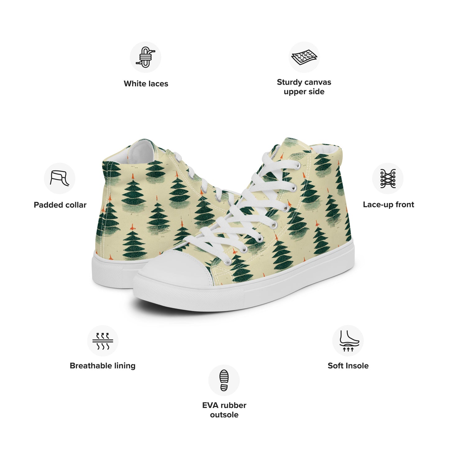 Merry Pine Parade Men’s high top canvas shoes