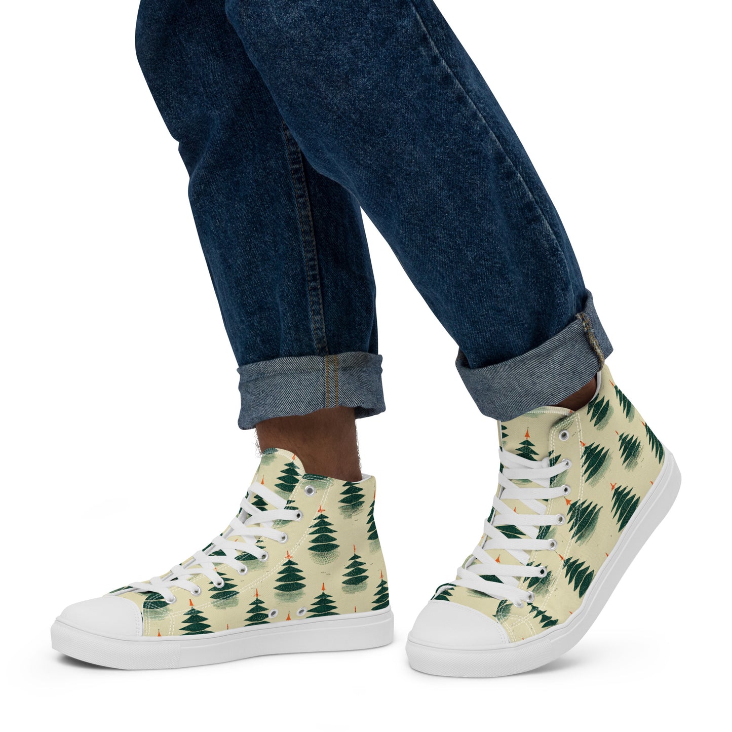 Merry Pine Parade Men’s high top canvas shoes