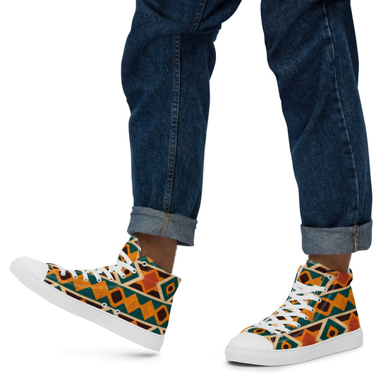 Tropical Diamond Tango Men’s high top canvas shoes