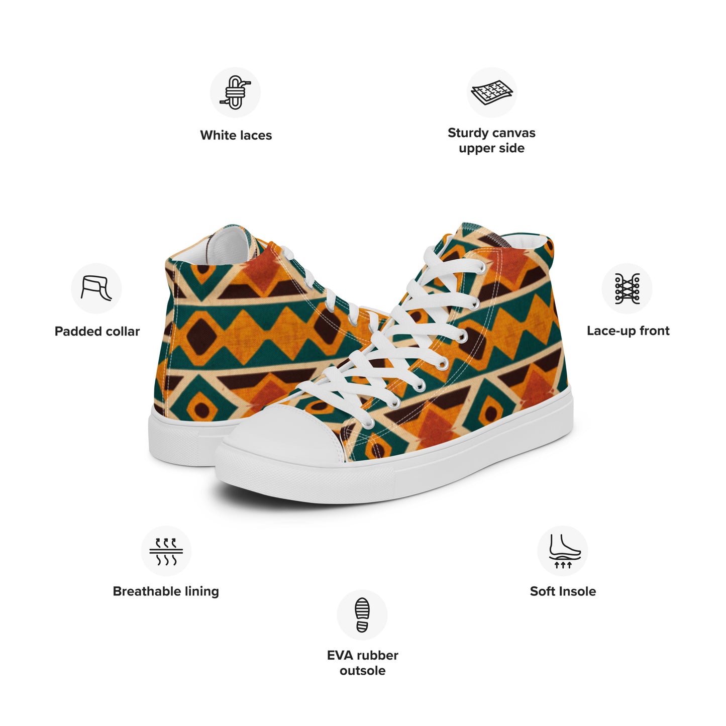 Tropical Diamond Tango Men’s high top canvas shoes