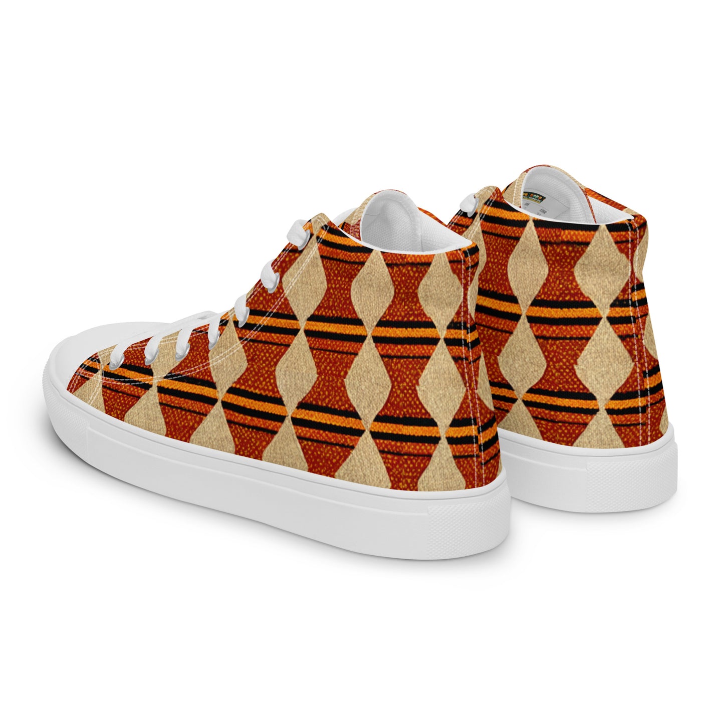 Tribal Tranquility in Neutrals Men’s high top canvas shoes