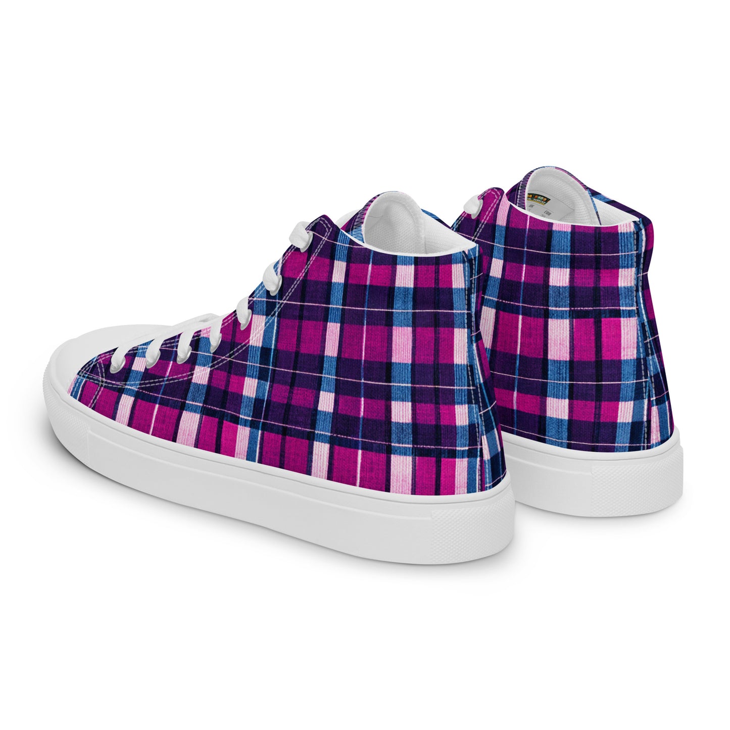 Fuchsia Fusion Check Men’s high top canvas shoes