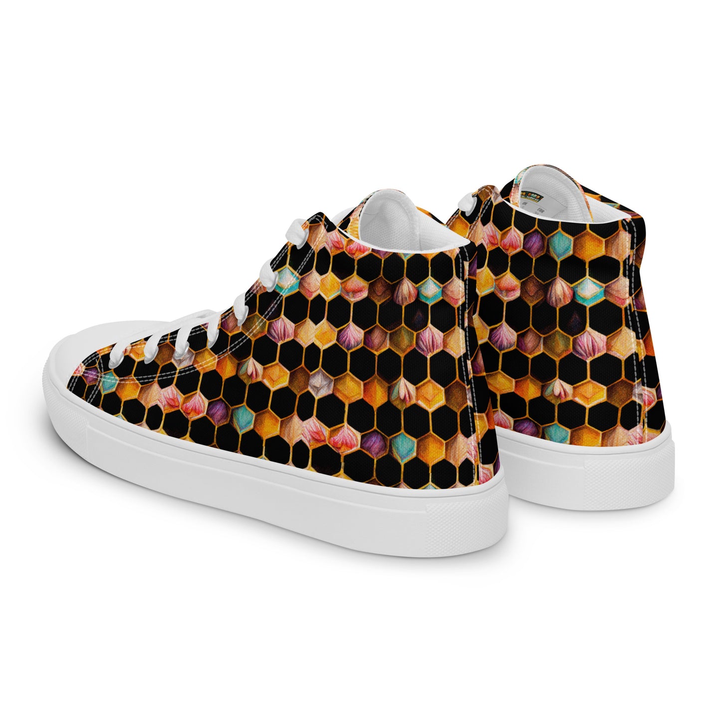 Beehive Lattice Love Men’s high top canvas shoes