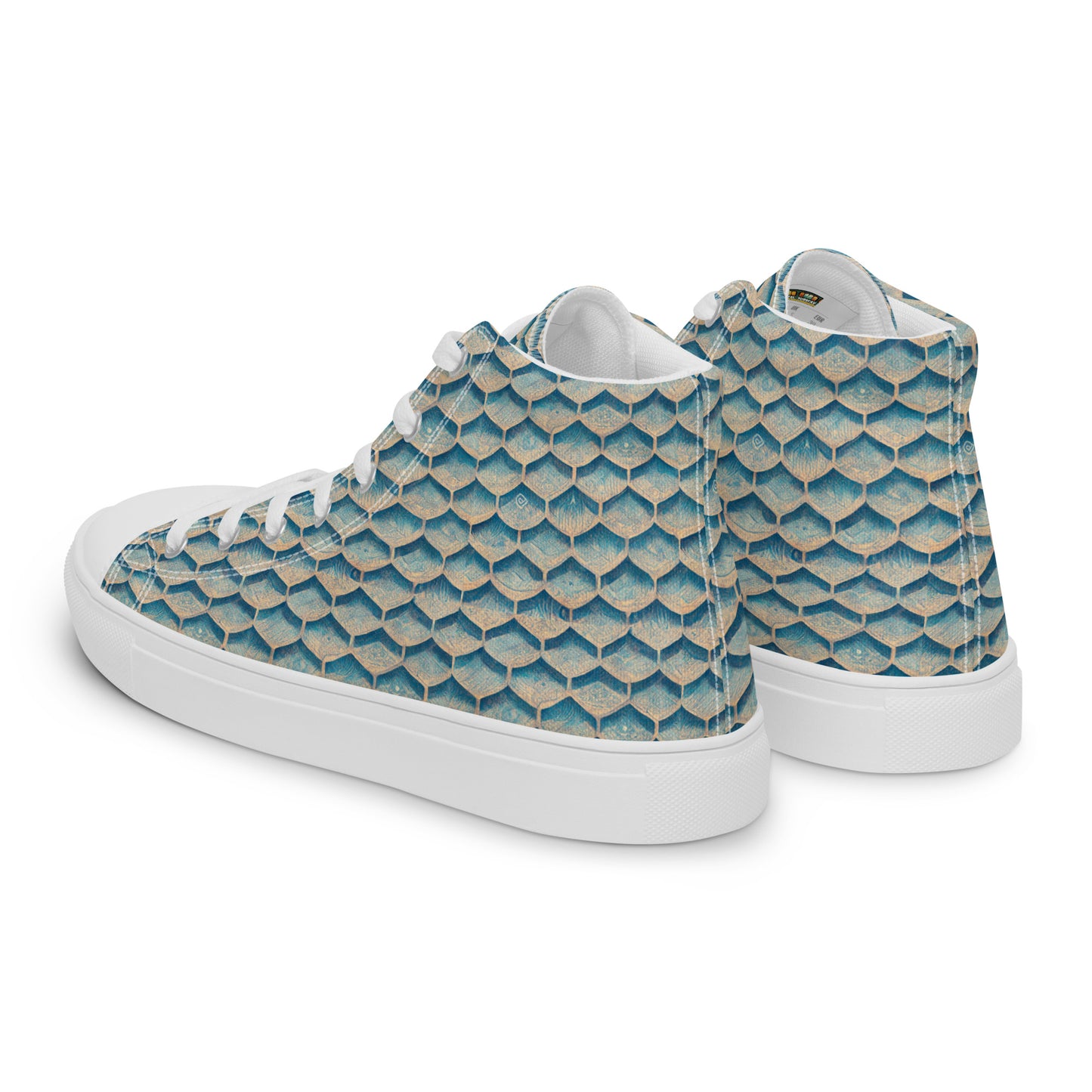 Seafoam Scales Men’s high top canvas shoes