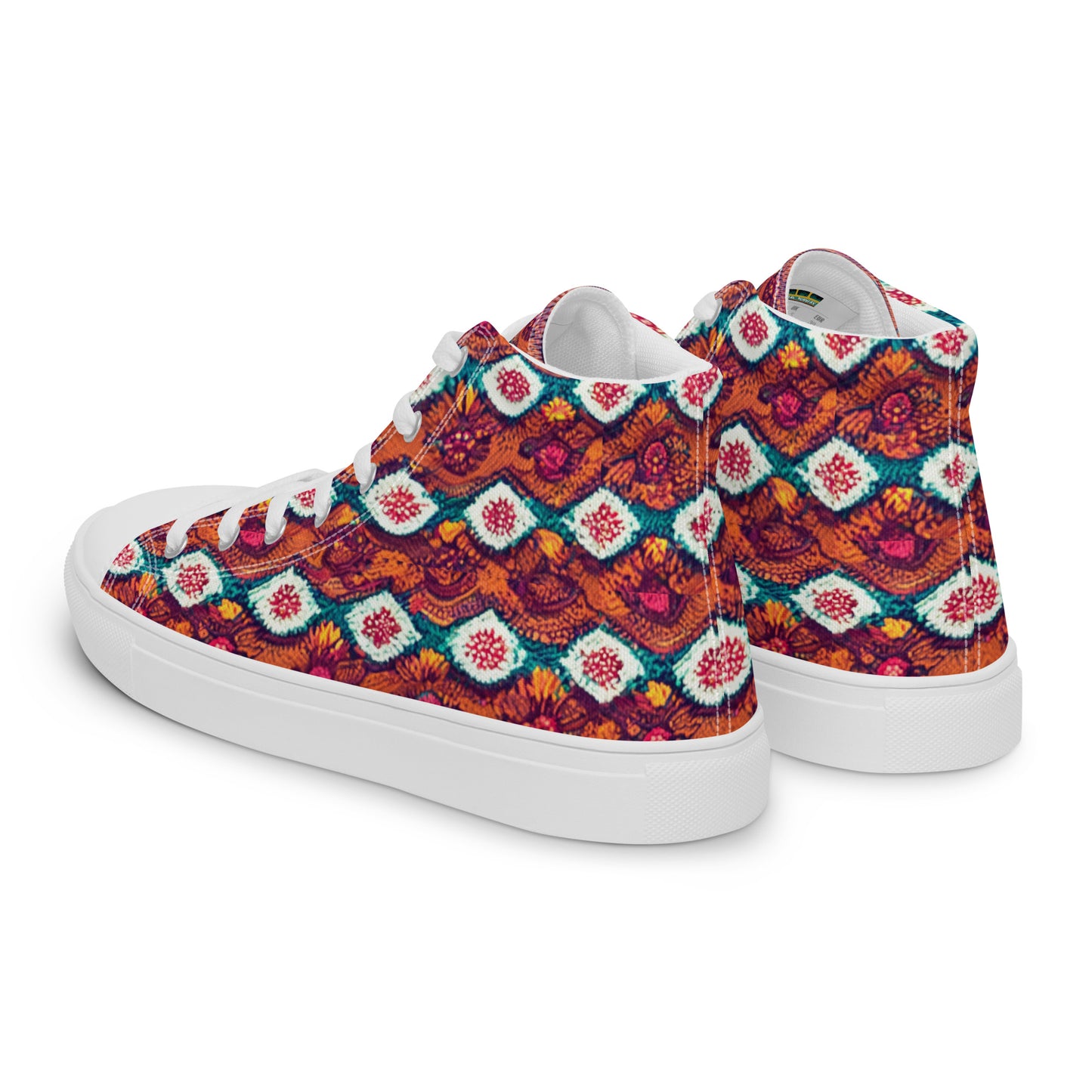 Pink and Orange Facets Men’s high top canvas shoes