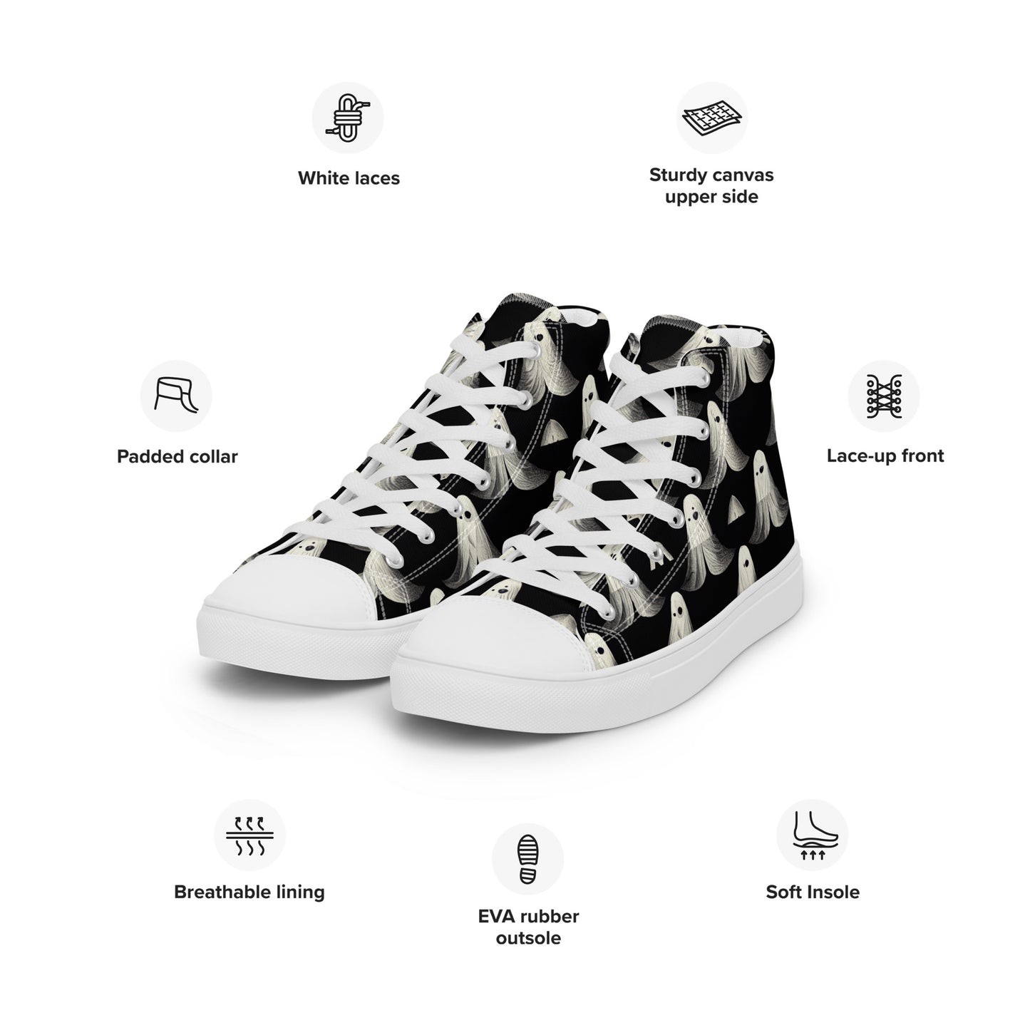 Ghostly Illusions Men’s high top canvas shoes