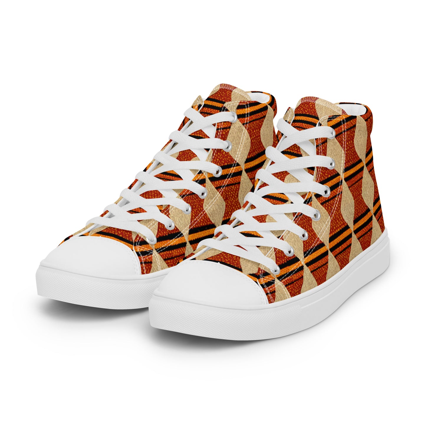 Tribal Tranquility in Neutrals Men’s high top canvas shoes