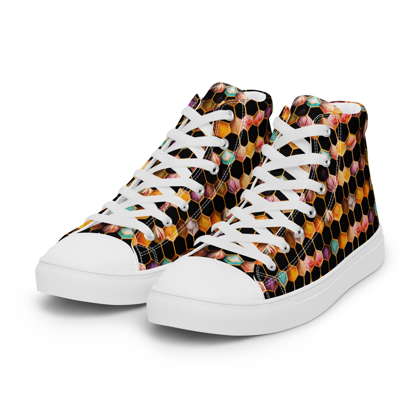 Beehive Lattice Love Men’s high top canvas shoes